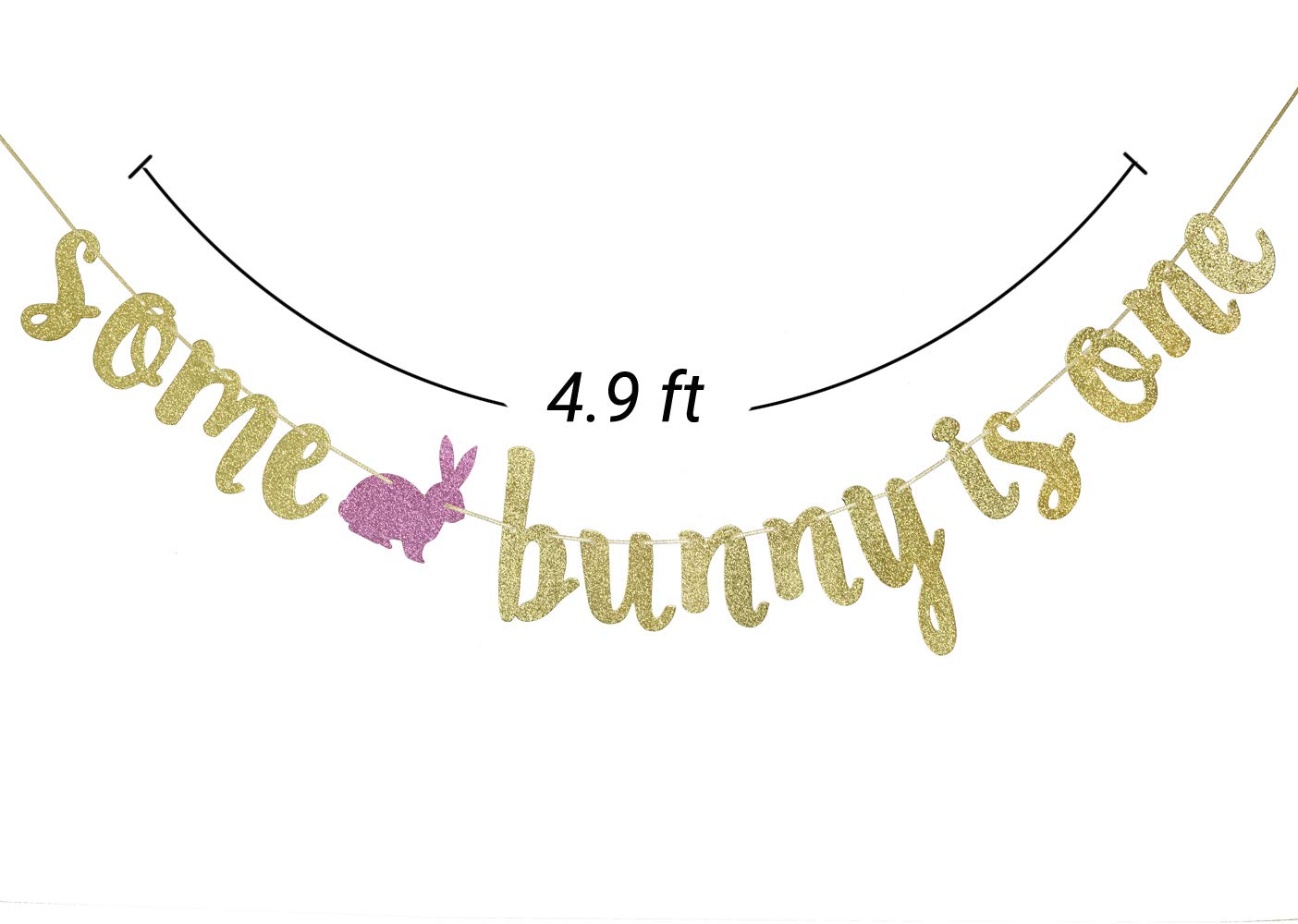 Some Bunny Is One Banner, 1St Birthday Banner, Bunny Theme, Gold Glitter Party Decorations(Gold)