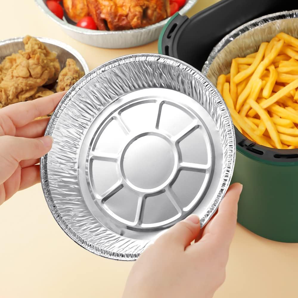 Fonteme Round Aluminum Foil Pan With Board Lids - 20 Pack | 7 Inch Circular Aluminum Pie Pans | Bpa-Free, Freezer & Oven Safe |