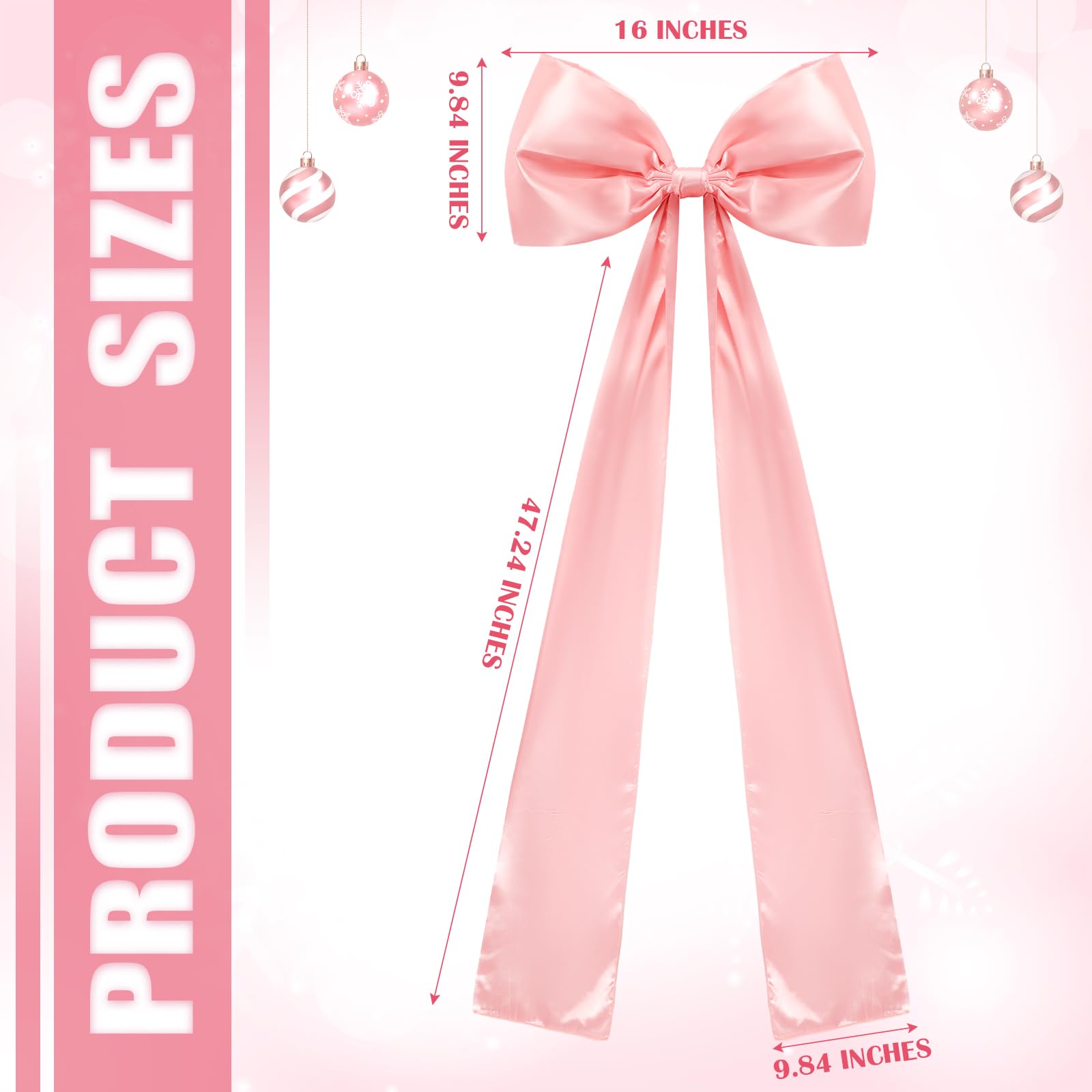 Daifunli 20 x 47 Inches Extra Large Christmas Satin Bows Christmas Tree Topper Decorations Giant Xmas Tree Toppers Bows for Home