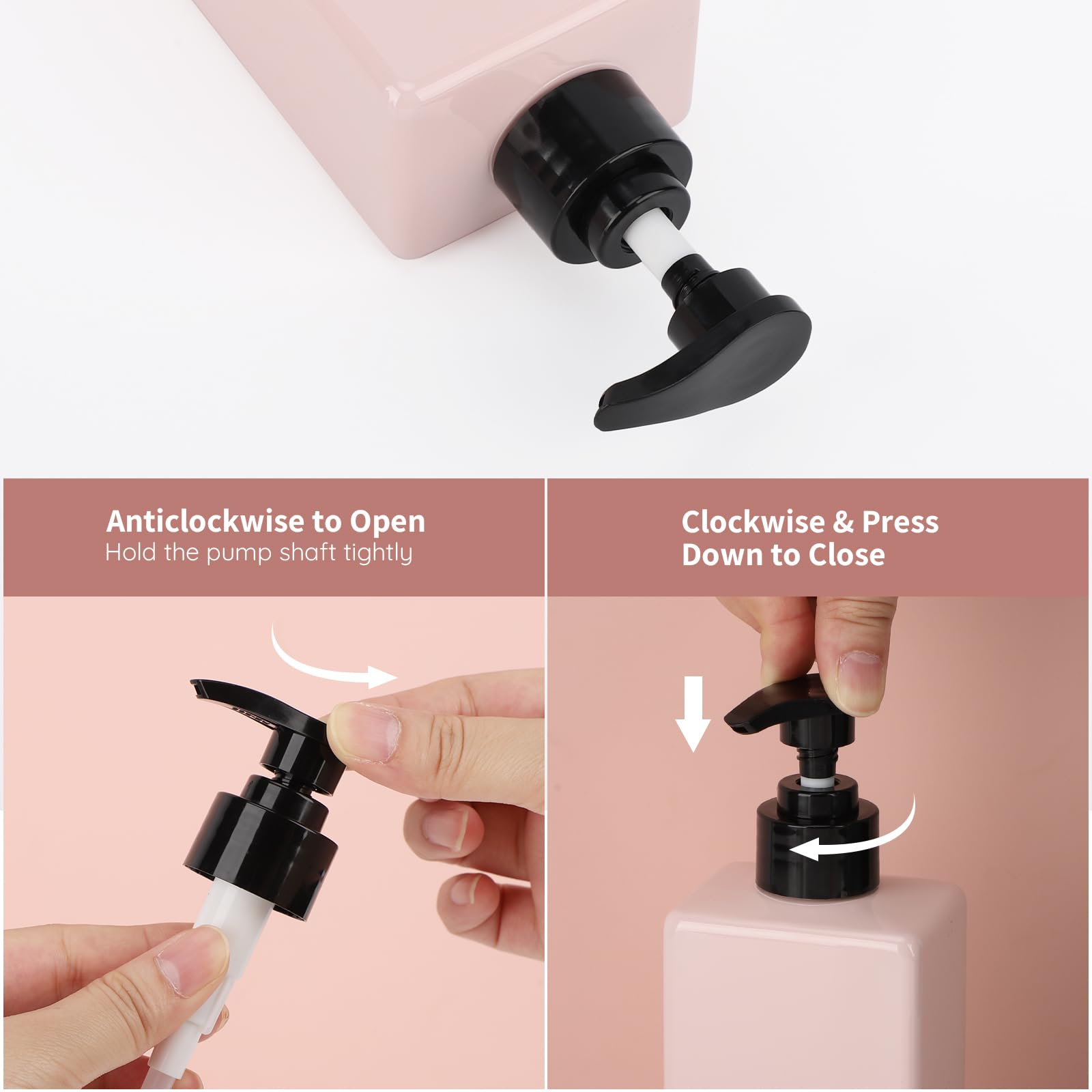 Segbeauty Refillable Shampoo And Conditioner Bottles, 3Pcs 16.9Oz Square Plastic Bathroom Soap Dispenser Set, 500Ml Empty Shower