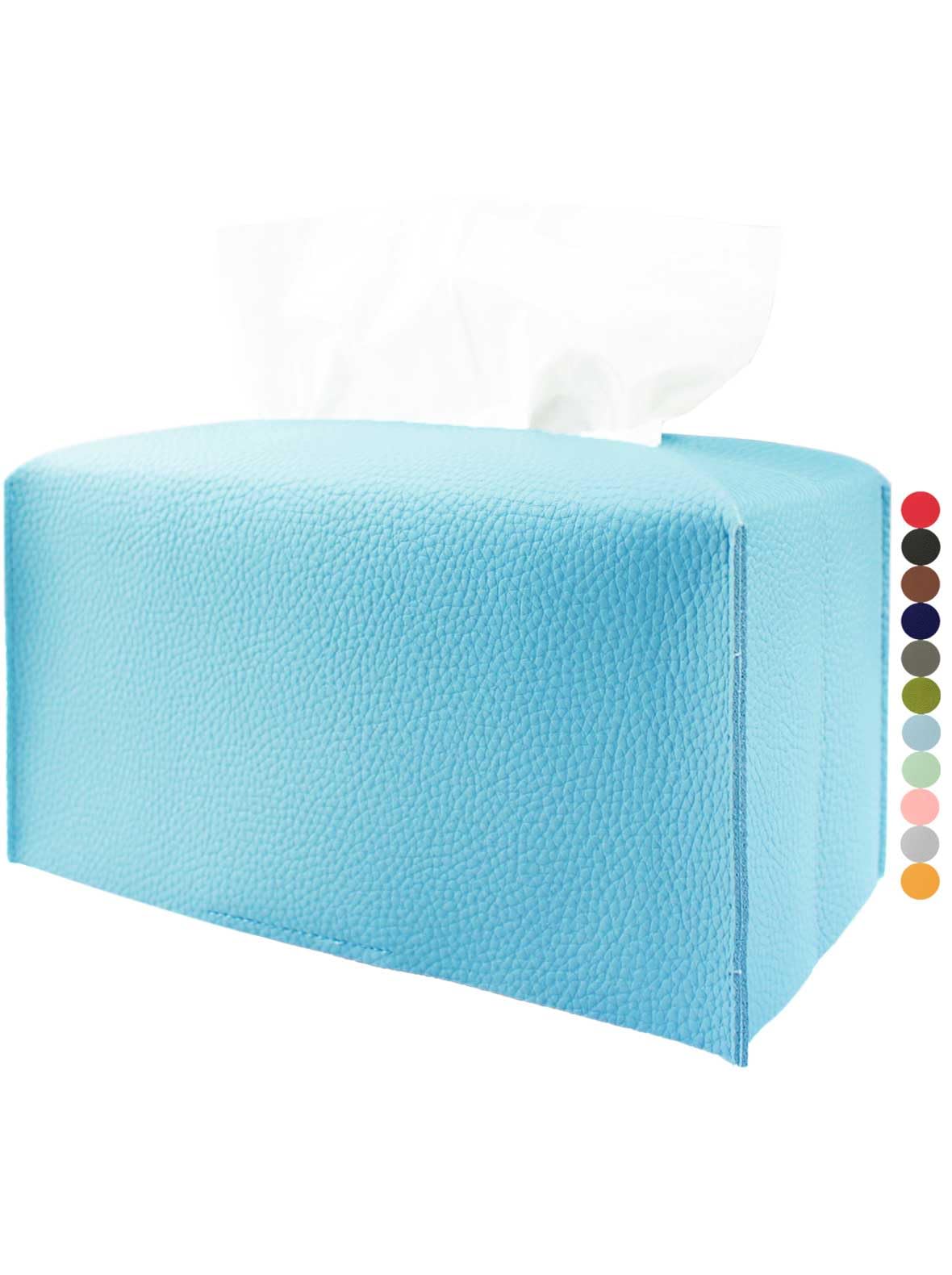 Sky Blue Tissue Box Cover Rectangular - Plus Size Large Tissue Box Cover Rectangle [Jesmini] Faux Leather Tissue Box Holder Long