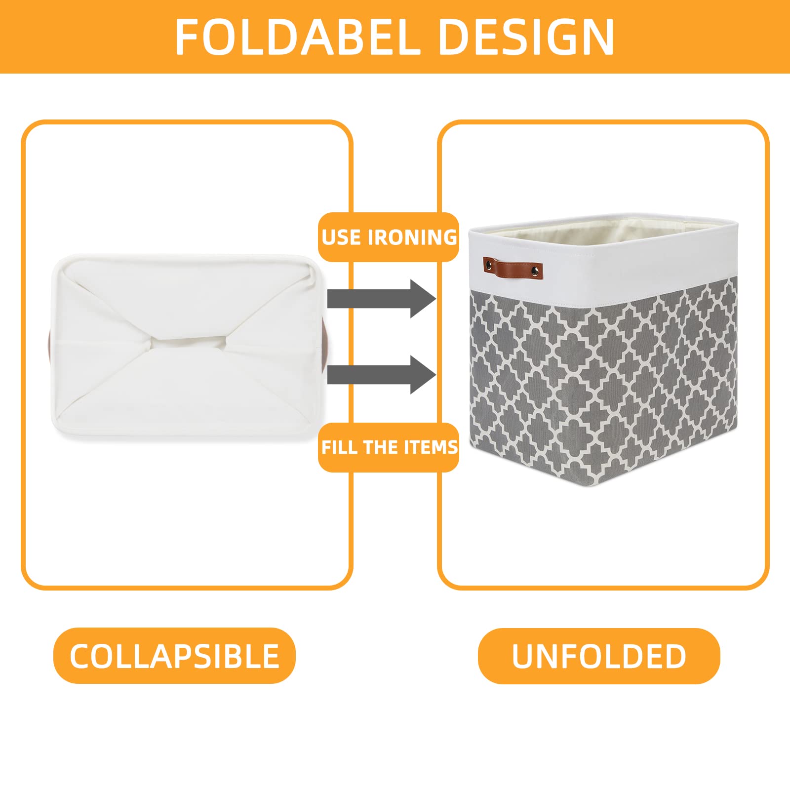 Dullemelo Storage Baskets Large 17''X12''X15'' Foldable Rectangular Storage Bins Baskets For Organizing [2 Pack] Fabric Nursery