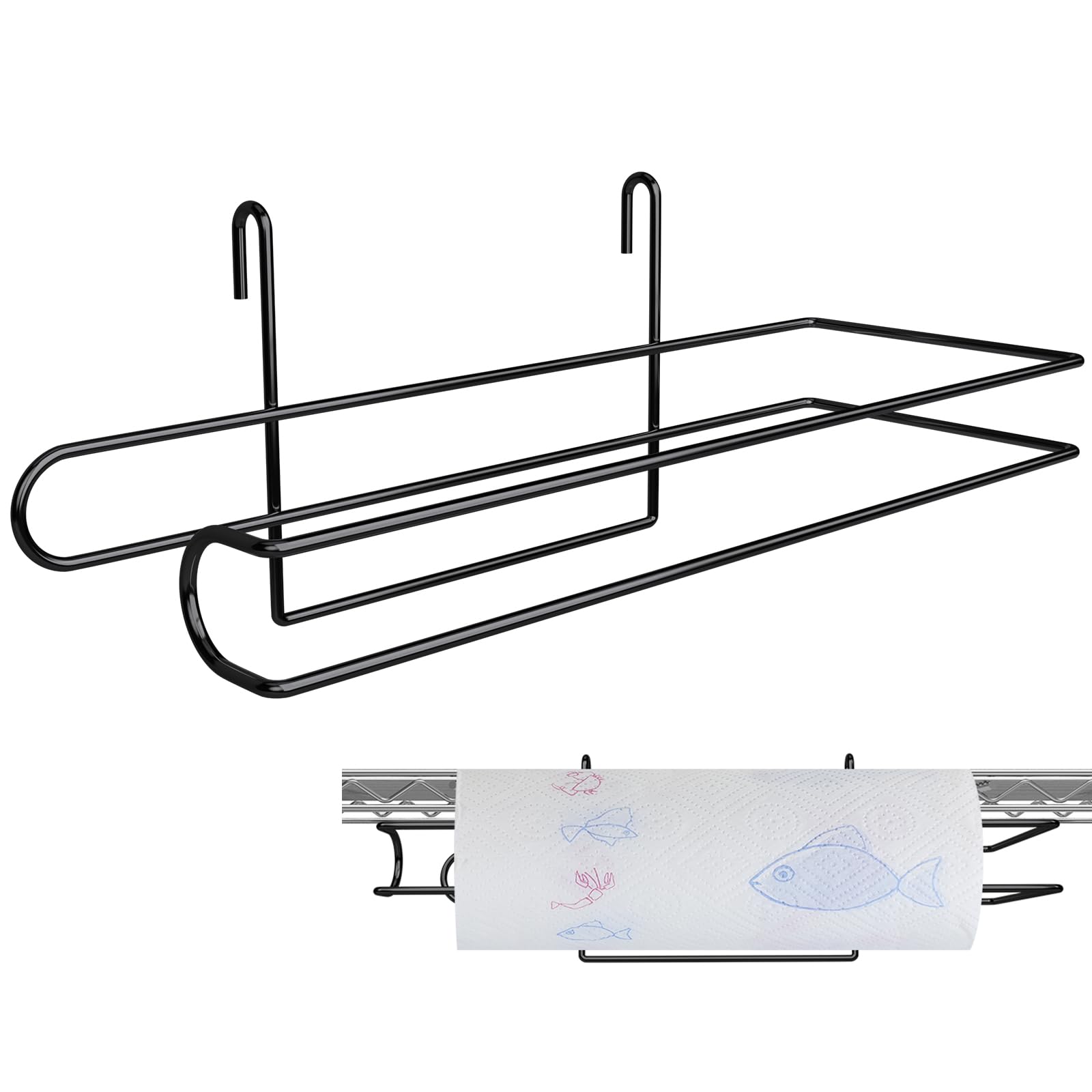 Croblissful Paper Towel Holder for Wire Shelving Dryer Dorm Rack, Black