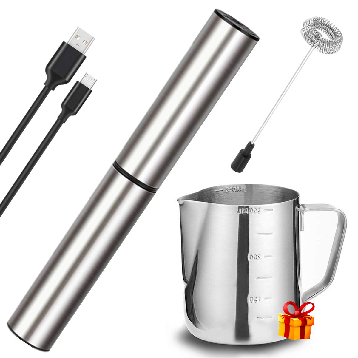 Electric Milk/Coffee Frother, Basecent Rechargeable Handheld Foam Maker/Mixer For Latte, Cappuccino, Frappe Drink, Hot Chocolate