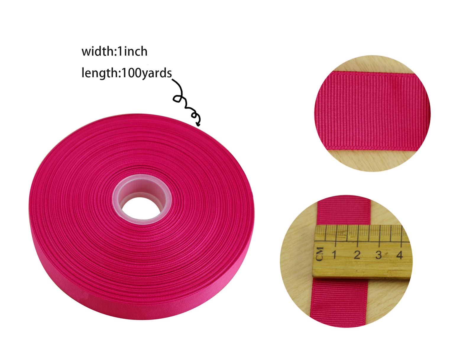 Jesep One Roll 100 Yards Soild Grosgrain Ribbon Boutique Gift Wrapping Package Ribbon, Diy Crafts Bow Hair Headband Accessories