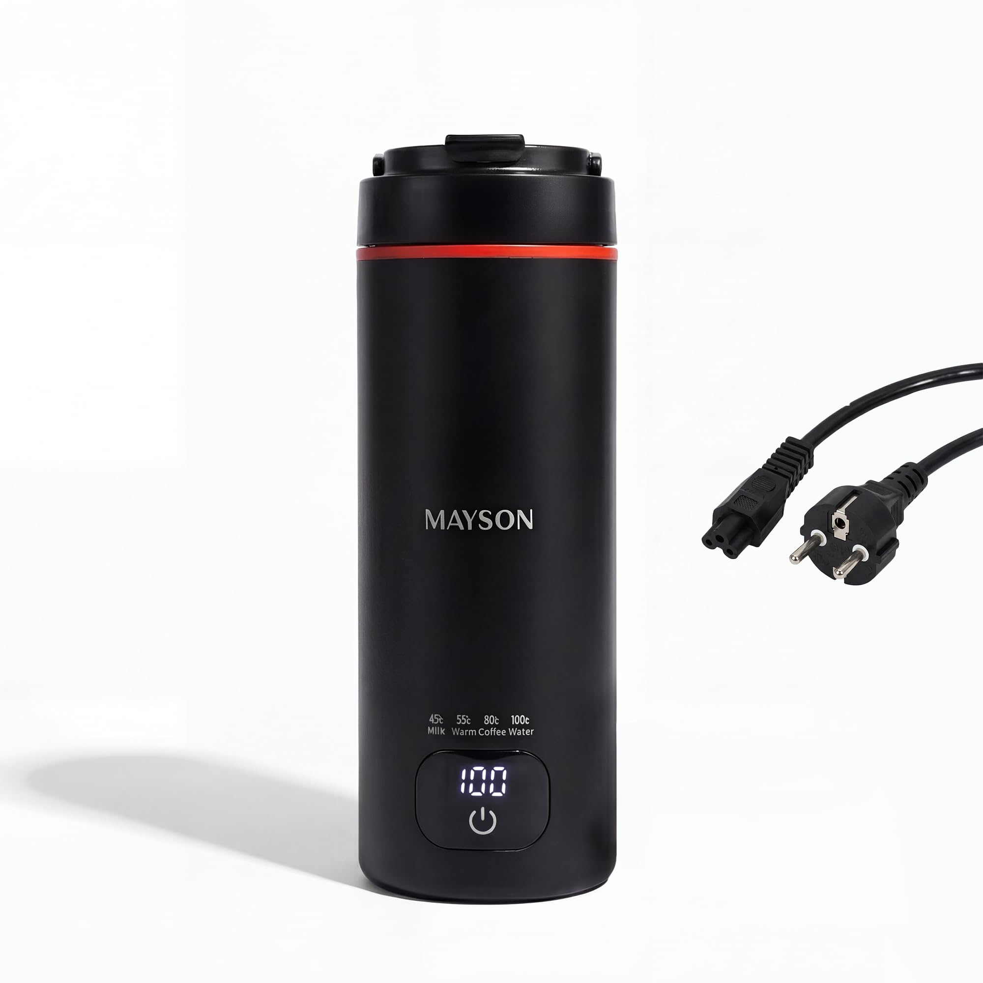 Mayson Portable Electric Kettle With Digital Led Display,450Ml Travel Electric Water Bottle, 300W Fast Boil Tea Coffee Maker,304