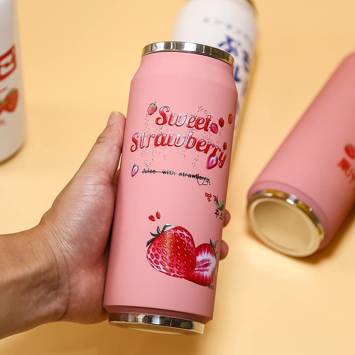 MOMEITU Kawaii Water Bottles Stainless Steel Water Bottle Kawaii Water Bottle with Straw Japanese Water Bottle Insulated (500ml/