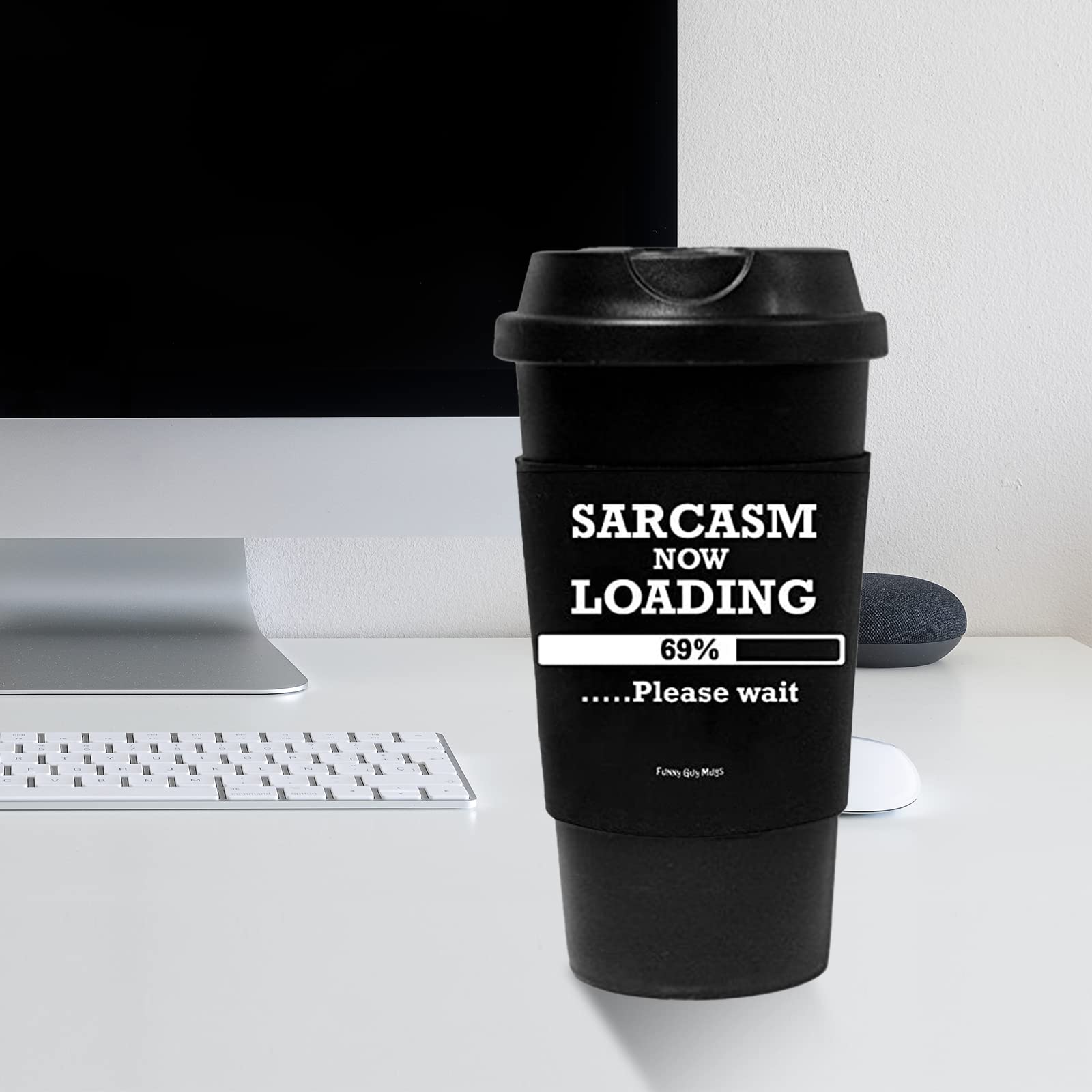 Funny Guy Mugs Sarcasm Now Loading Travel Tumbler With Removable Insulated Silicone Sleeve, Black, 16-Ounce