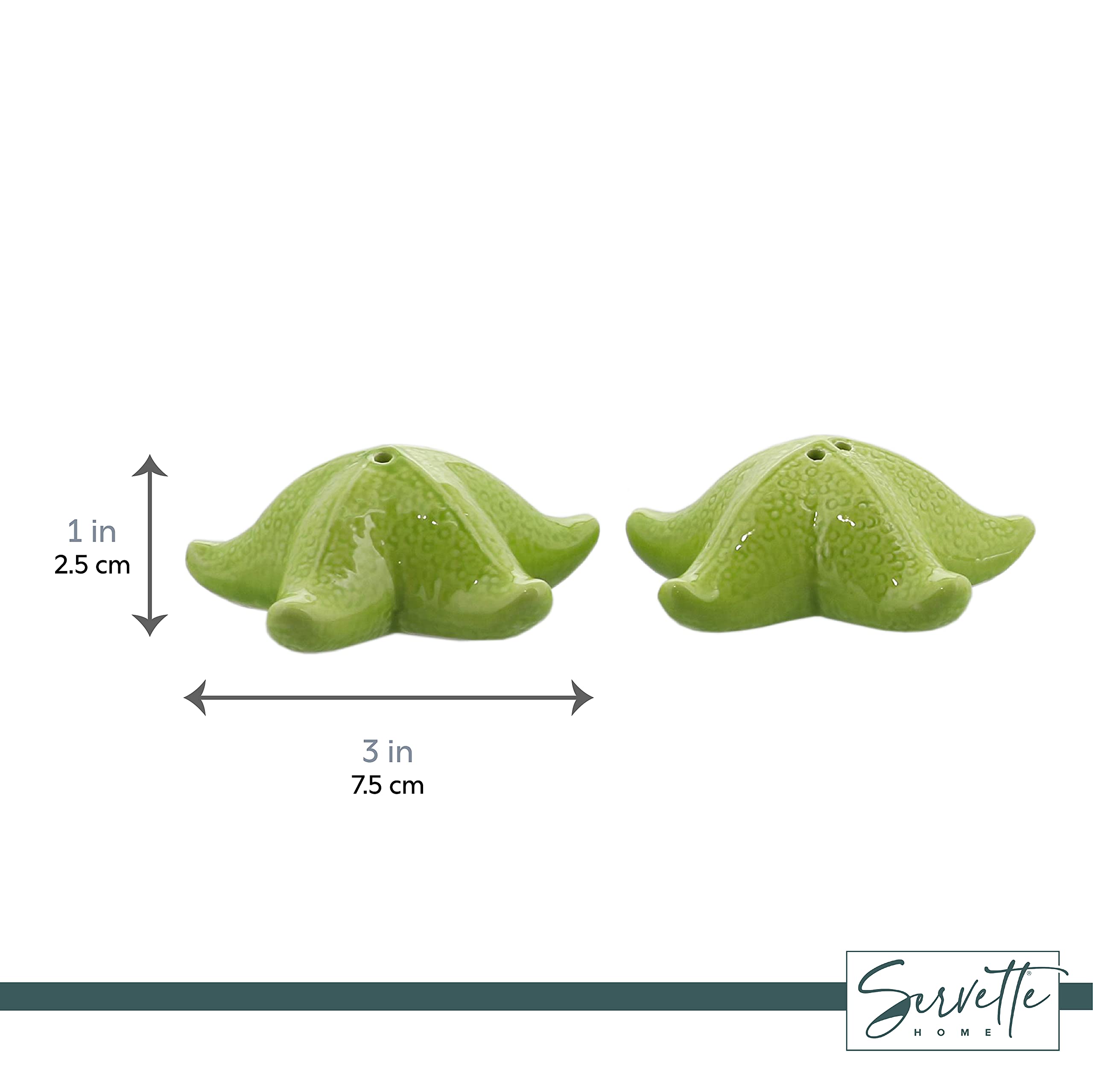 Ceramic Salt & Pepper Shakers Novelty Kitchen D  Cor - Green Starfish