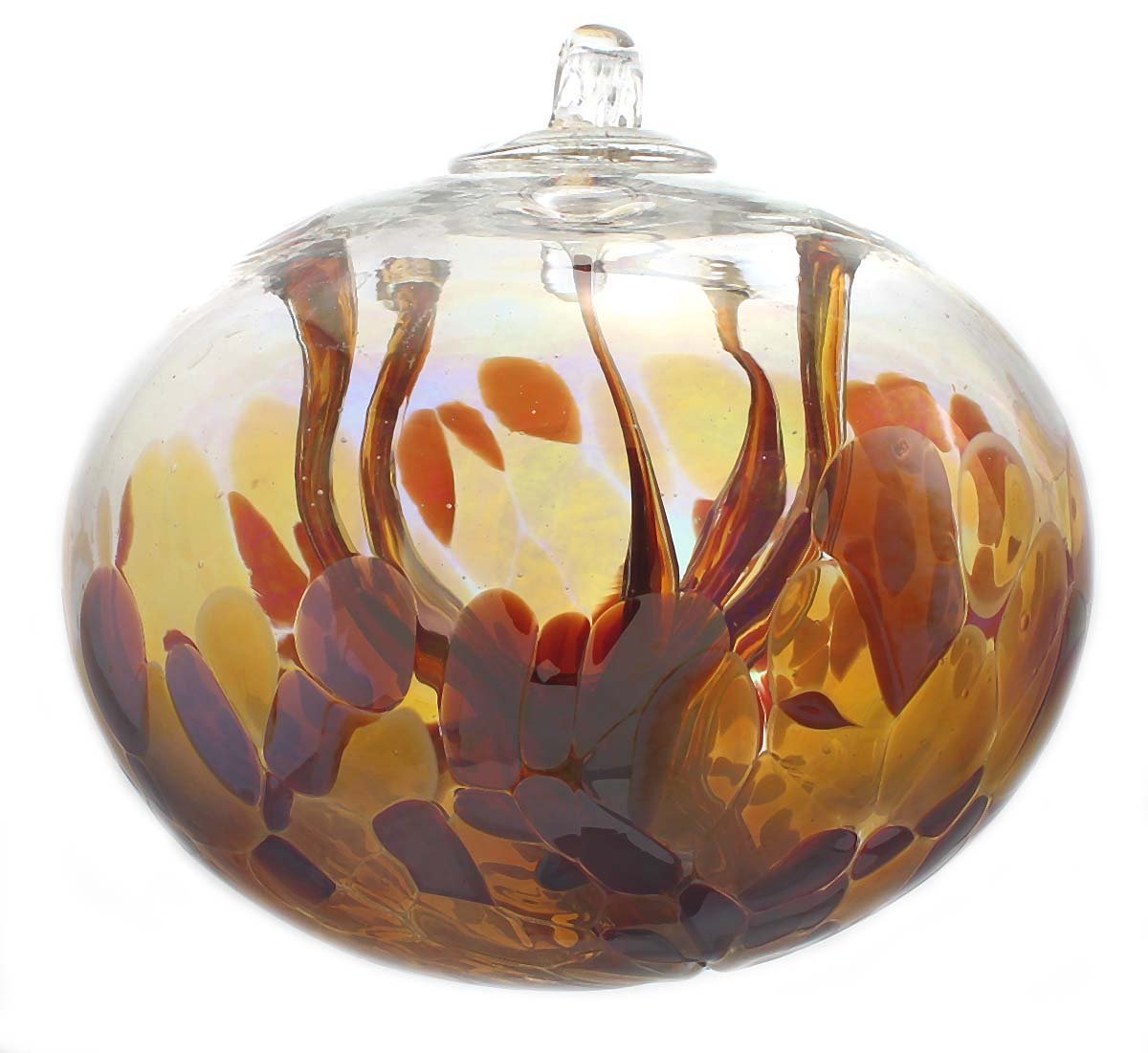 Juju Witch Ball Garnet Gold Iridescent 6 Inch by Iron Art Glass Designs