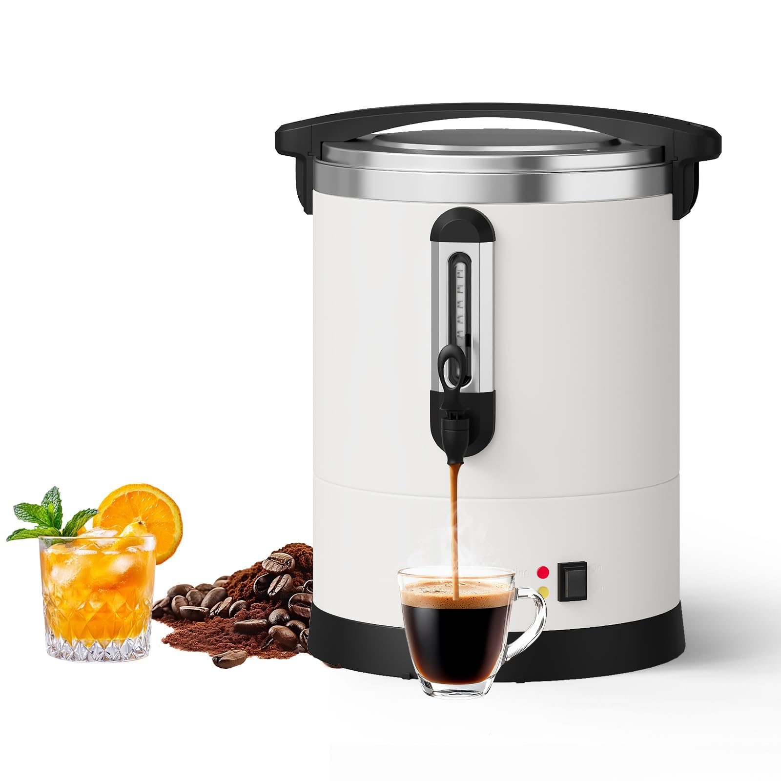 80 Cups Large Coffee Urn with Double Wall Insulation, 12L/3.2 Gallon Stainless Steel Commercial Electric Coffee Maker with Hot D