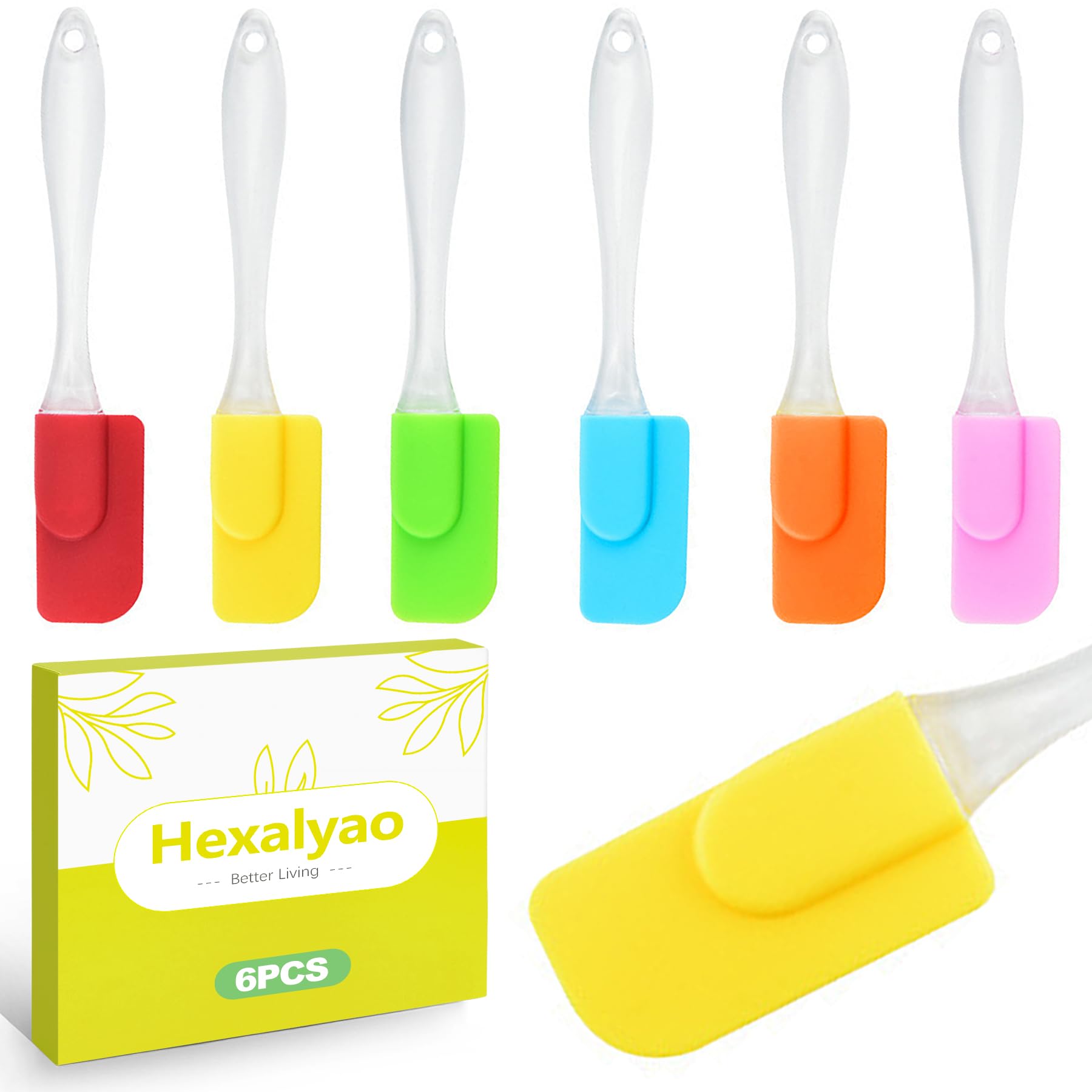 Hexalyao 6 Piece Mini Silicone Spatula Set Small Rubber Spatulas for Baking Cooking Mixing Jar Scraper Heat Resistant Kitchen Ut