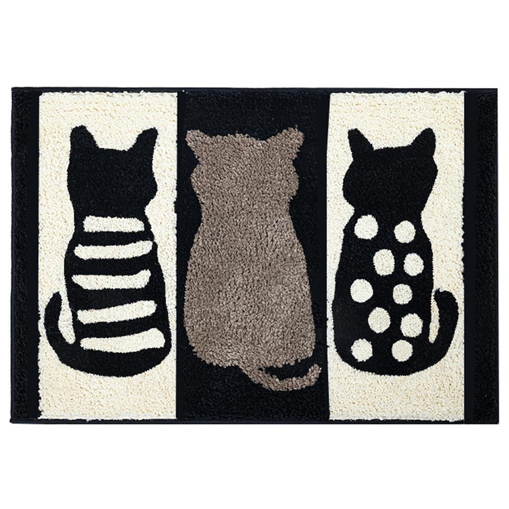 Zebrasmile Cat Bathroom Rug Cute Water Absorb Non Slip Bath Room Rug Soft Microfiber Entryway Doormat For Shower Room Carpet Whi