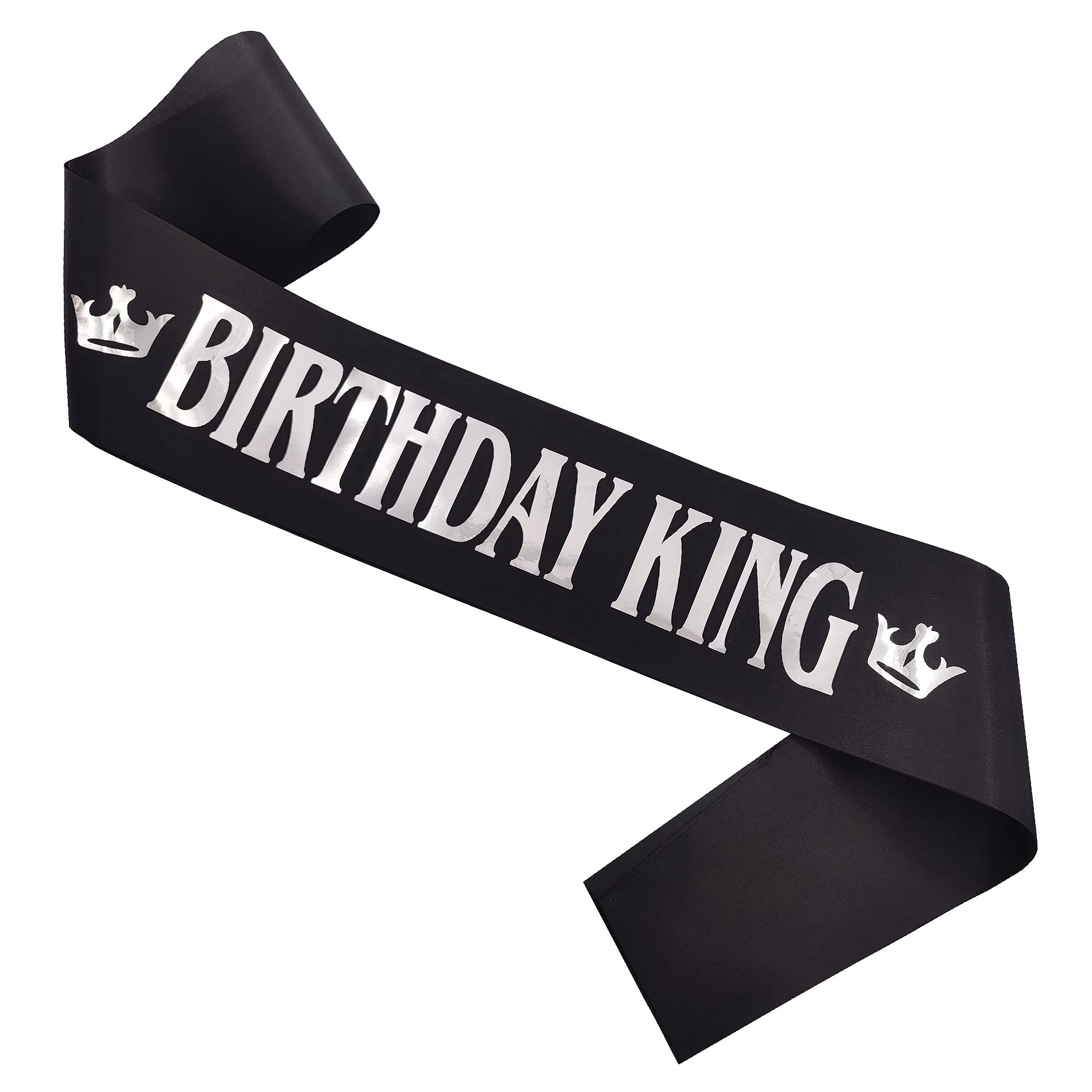 Birthday Gifts For Men,Boy Birthday King Sash Birthday Party Supplies And Decorations (Black-Silver)