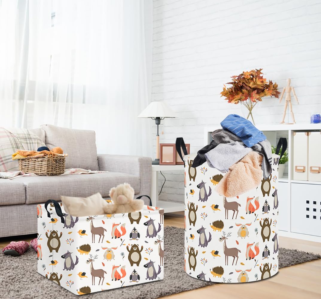 Hkec 19.7 Laundry Basket,Kids Dirty Clothes Hamper,Waterproof Storage Bin,Room Decor,Gift Baskets,Nursery Hamper(Forest Animal)