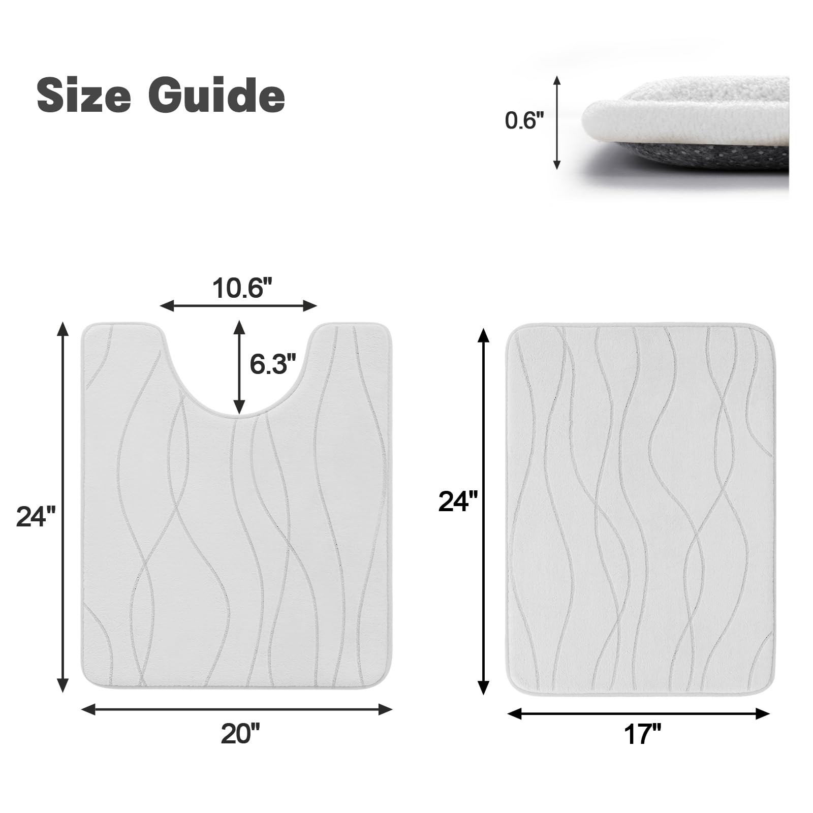 Yihouse Memory Foam Bathroom Rug Sets 2 Piece, Ultra Absorbent Bath Mat For Bathroom - Non-Slip Machine Washable & Dry Quickly,