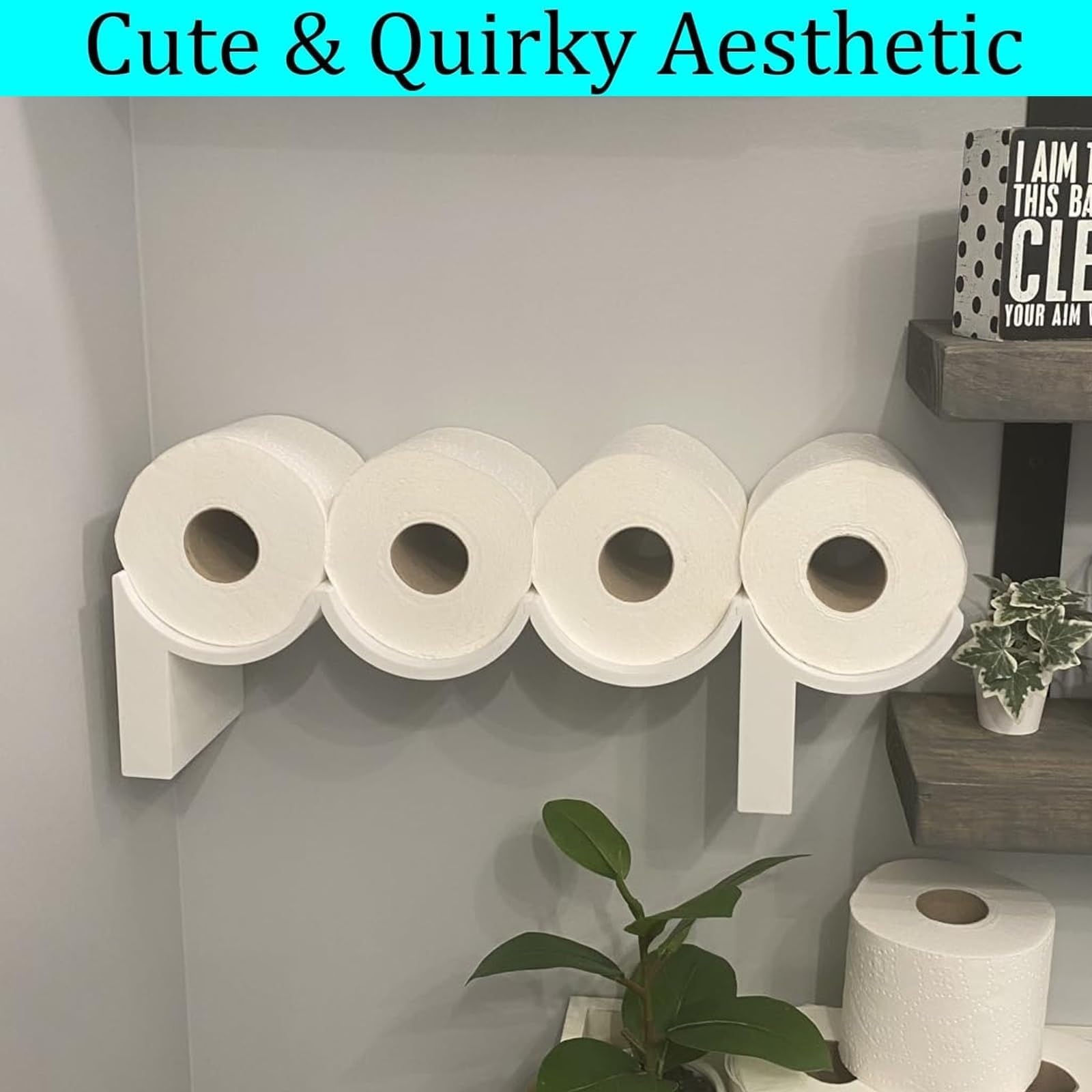 heureary Poop Toilet Paper Holder Shelf - Unique 3D Printed Bathroom Decor, Functional Wall Art, Model MKVSMVEEC-1PC