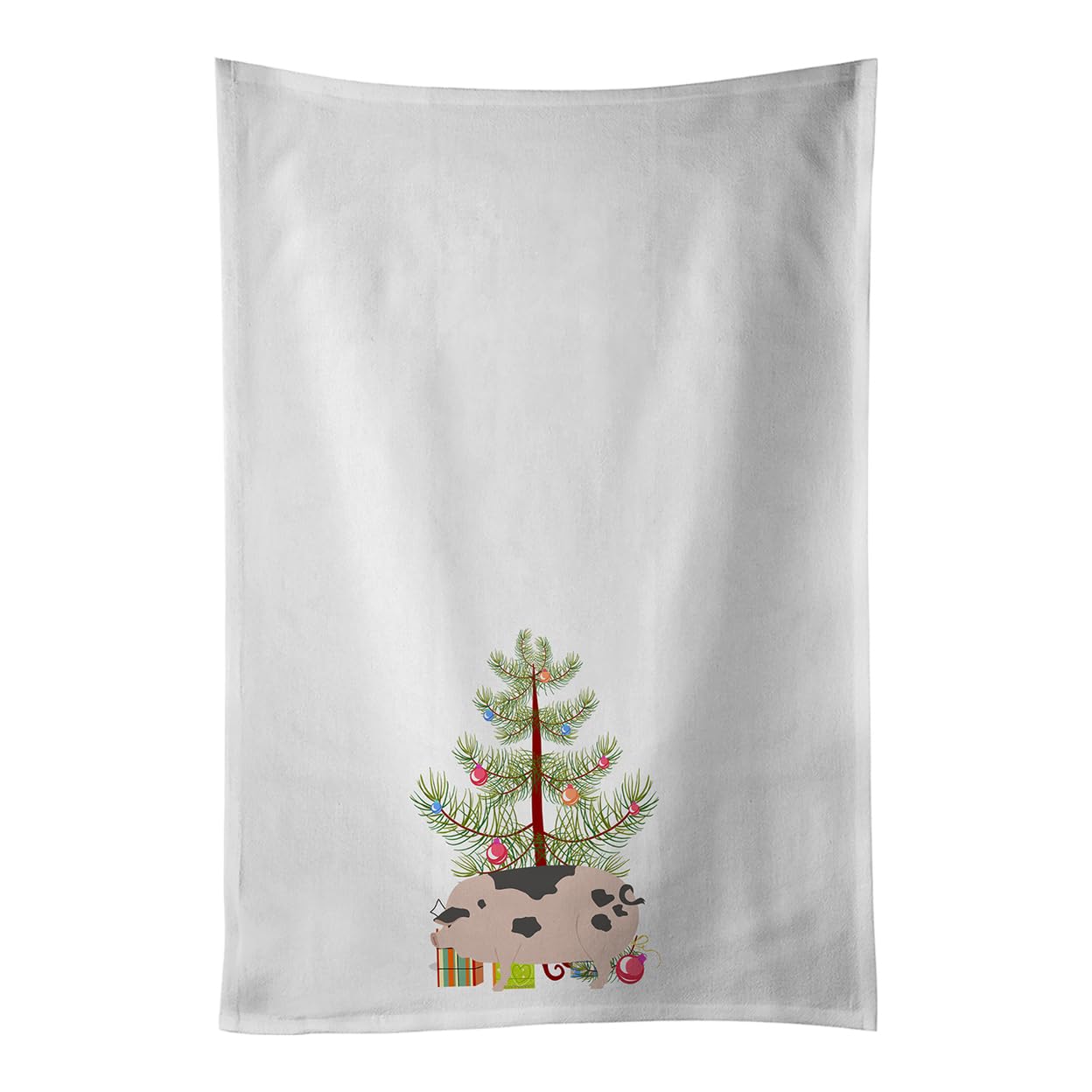 Gloucester Old Spot Pig Christmas White Kitchen Towel Set of 2