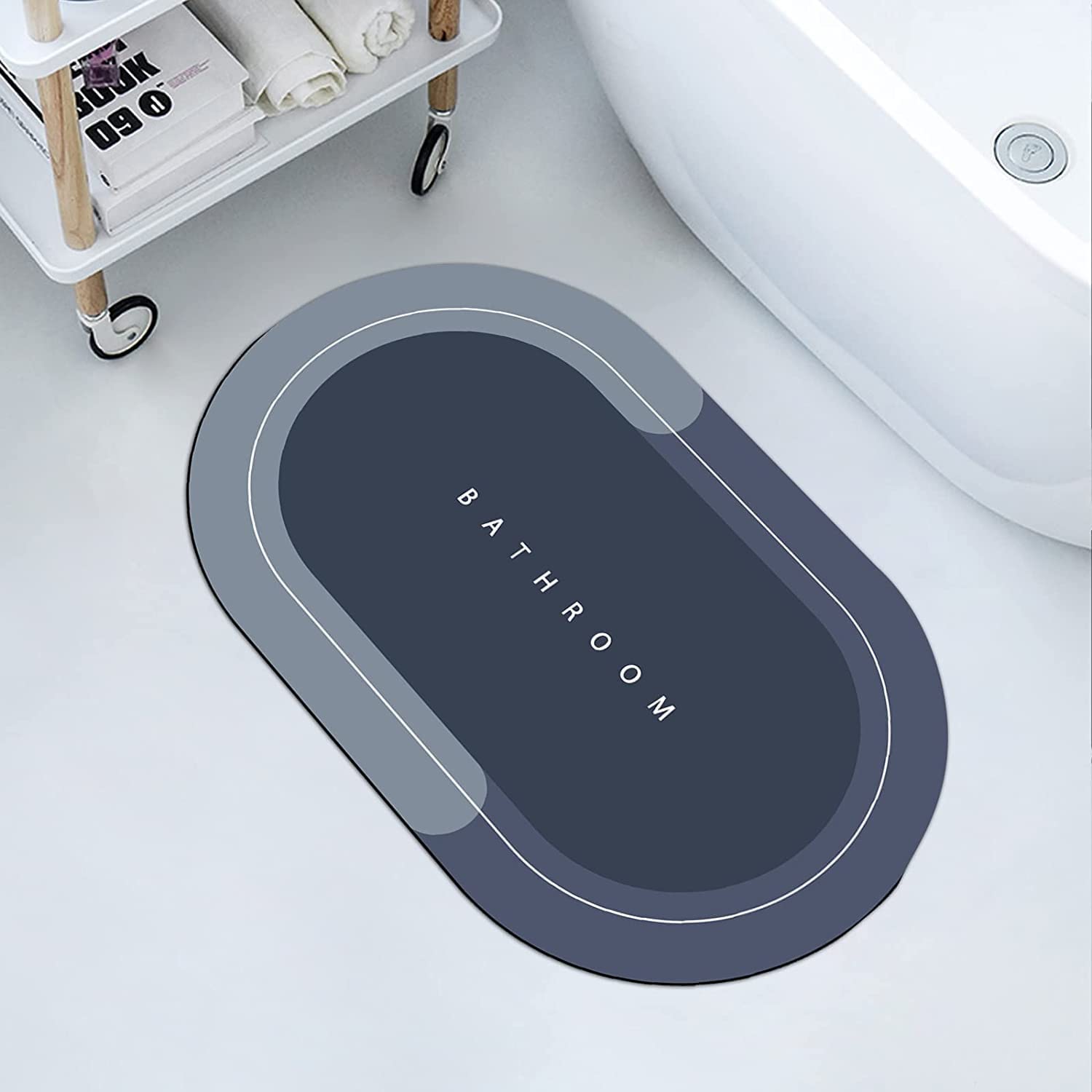 Paghadi  Soft Silicone Bathroom Mat Diatomite Door Mat AntiSlip Bath Mat Quick Drying Absorbent Mat for Home and Kitchen (40 x 