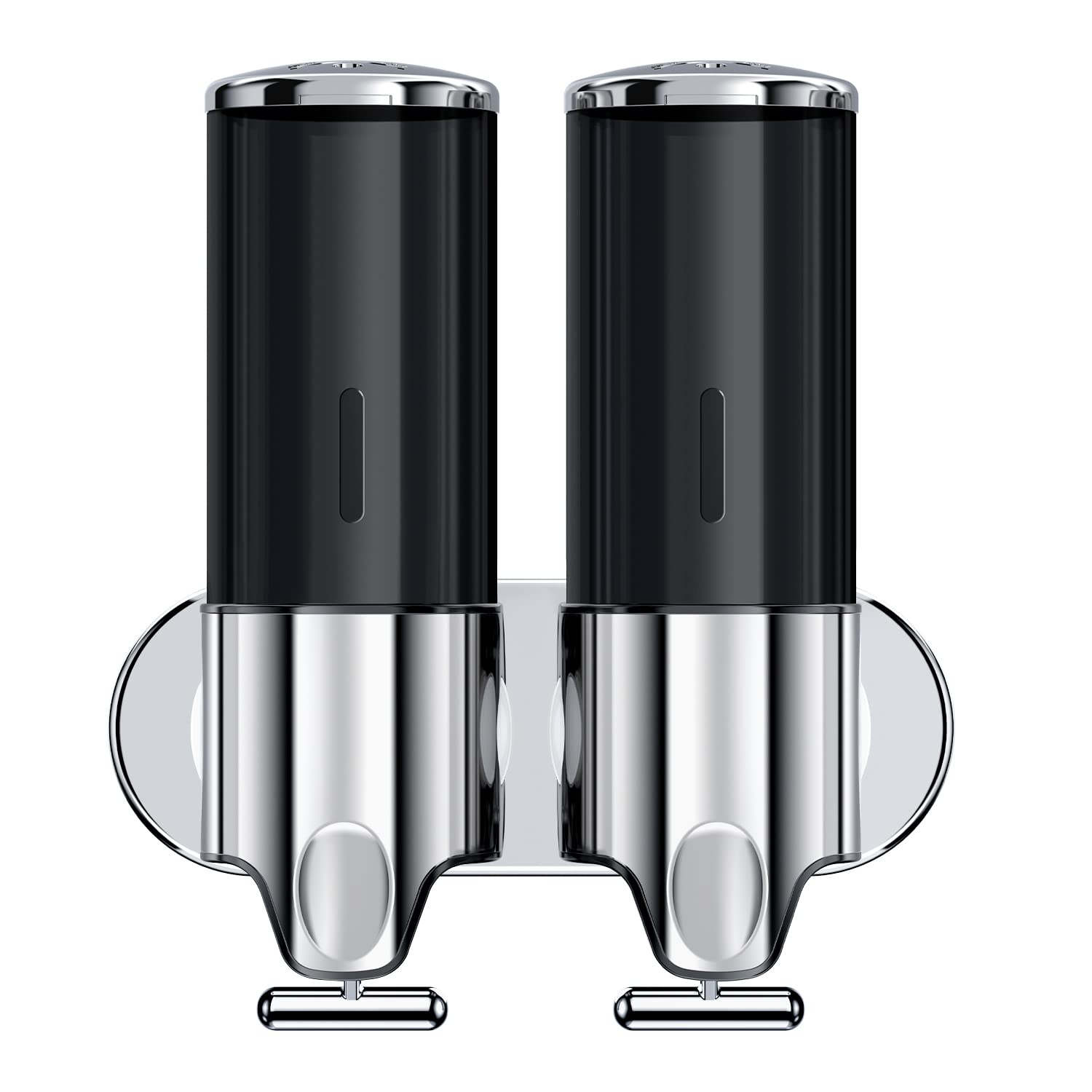 2 In 1 Chamber Wall Mounted Bathroom Shower Pump Dispenser And Organizer-Holds Shampoo, Soap, Conditioner, Shower Gel, For Bathr