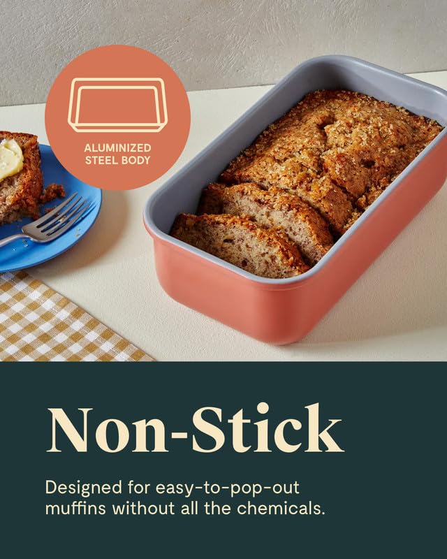 Caraway Non-Stick Ceramic 1 Lb Loaf Pan - Naturally Slick Ceramic Coating - Non-Toxic, Ptfe & Pfoa Free - Perfect For Pound Cake