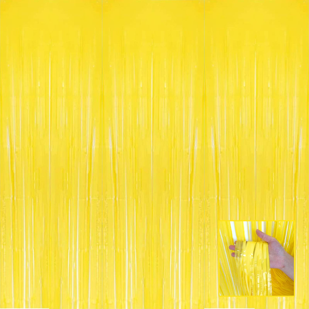 Halloweendecorate 4 Pack Macaron Yellow Foil Fringe Curtain Backdrop, 3.28Ft X 6.56Ft Foil Fringe Streamers Curtains For Party,