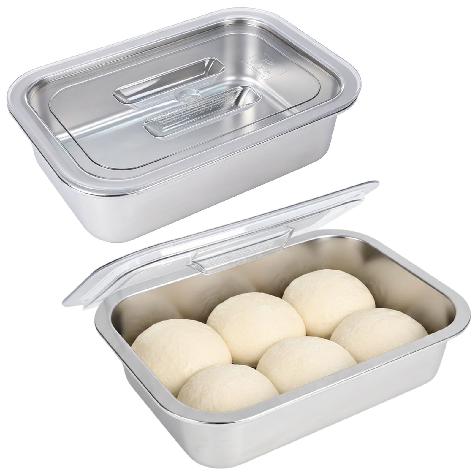 Mowhut Pizza Dough Proofing Box 2 Pack Stainless Steel Tray for Home Baking
