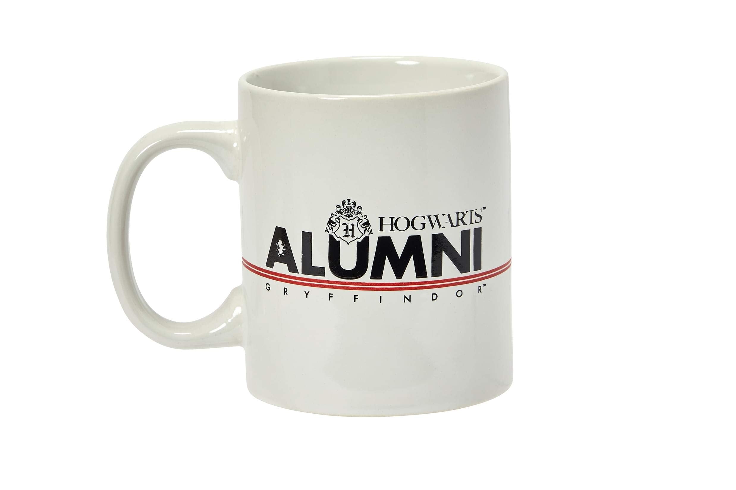 Harry Potter Gryffindor Alumni 11-Oz Mug - White Ceramic Cup With Handle - Hogwarts Crest & House Red Stripe With Black Letterin