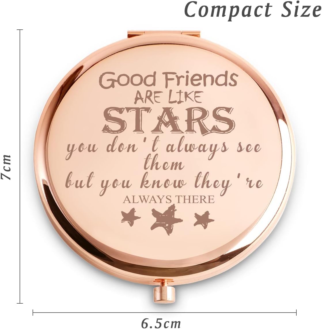Friendship Gifts For Women Teen Girls, Basket Stuffers, Personalized Engraved Compact Mirrors, Unique Female Friends Presents Fo