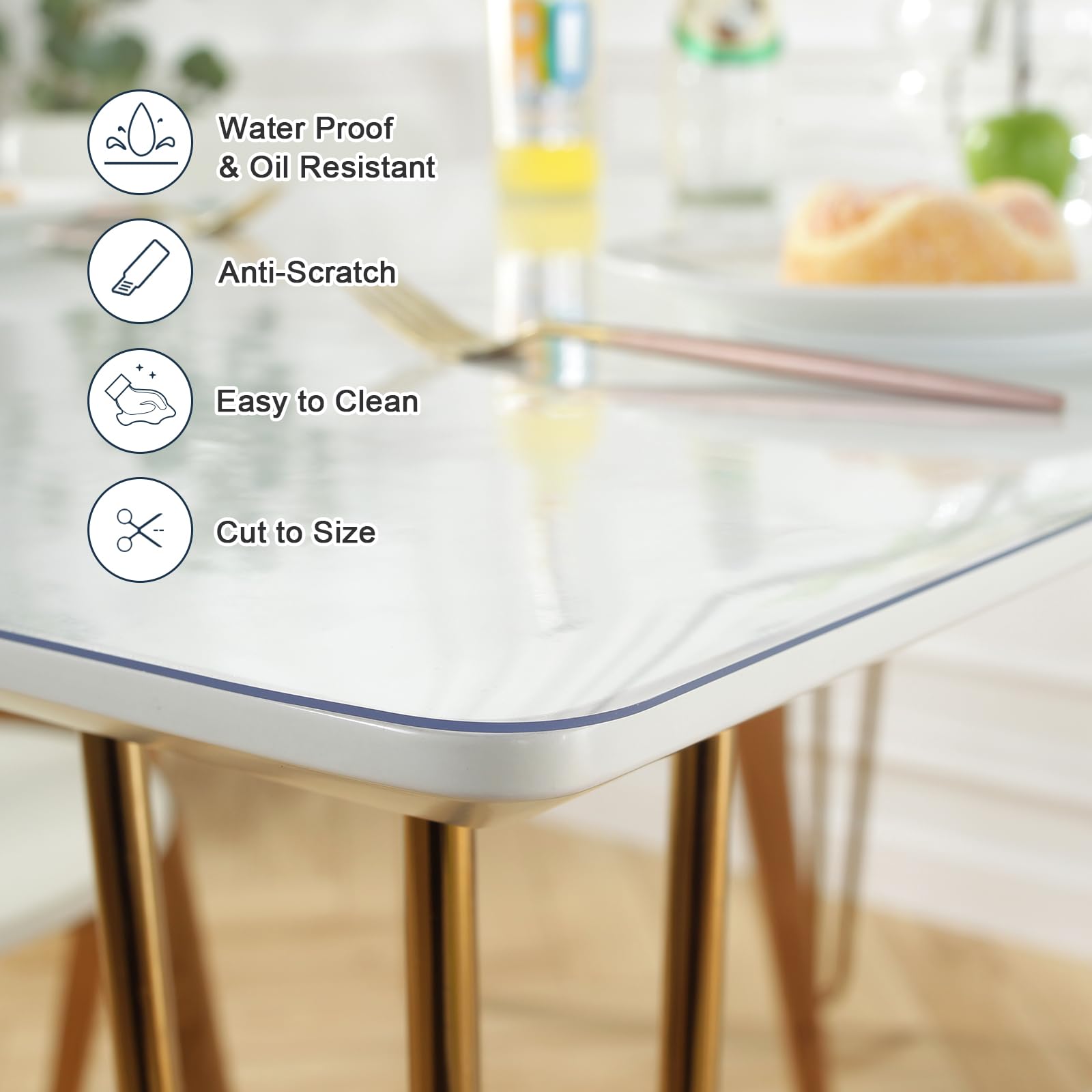 Lovepads 1.5Mm Thick 18 X 42 Inch Clear Table Cover Protector, Clear Table Protector, Plastic Table Cover Protector, Clear Desk