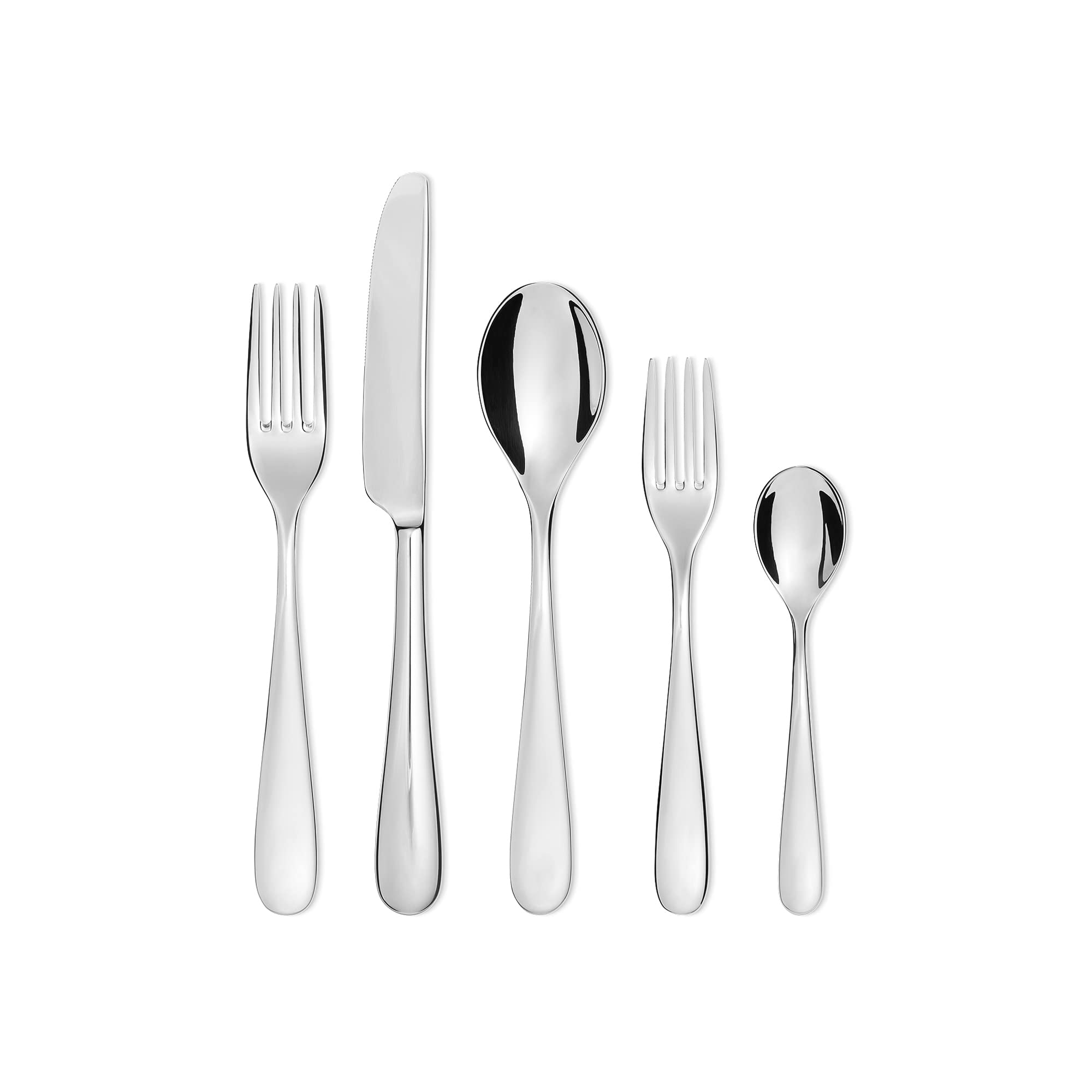 Alessi Nuovo Milano - Design Dessert Spoon Set, Stainless Steel, 6 Pieces