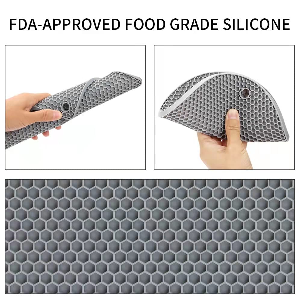 Gaiamat Silicone Trivet Mats, 4 Pack 2 Shape(2 Squared+2 Round) Heat Resistant Pot Holders Set, Silicone Table Mats Large Coaste