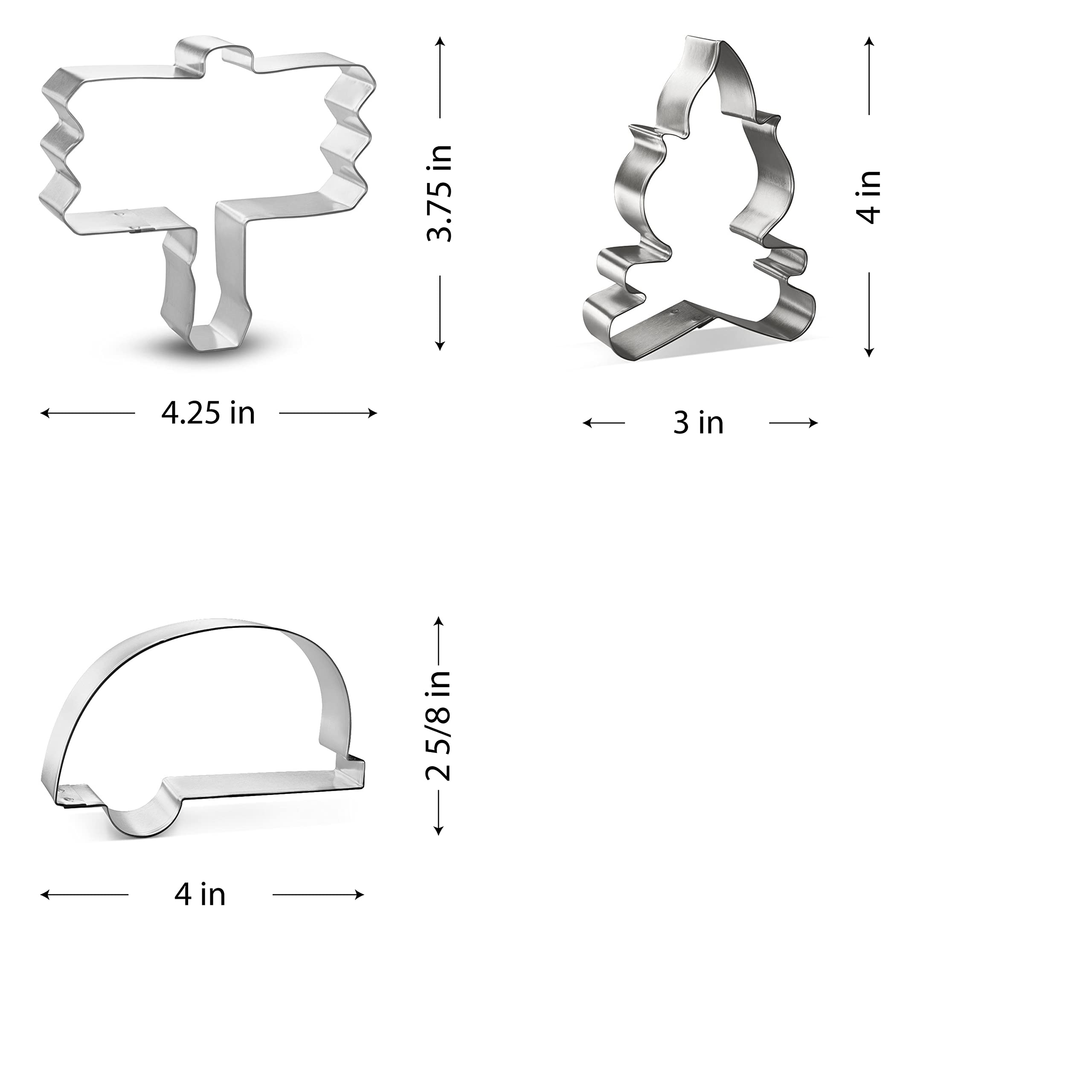 Camping Cookie Cutter Set 3 Pc - Foose Cookie Cutters - Usa Tin Plated Steel