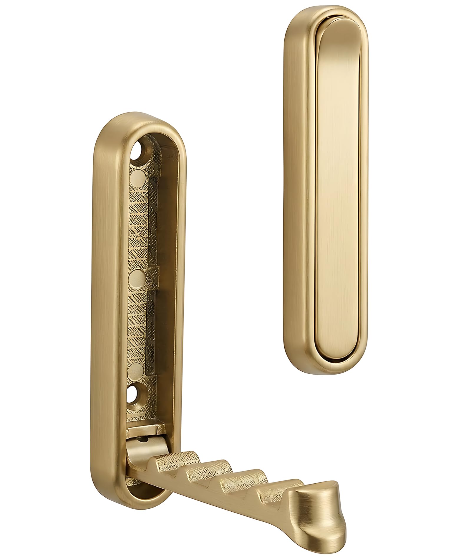 Inocean 2Pcs Foldable Wall Hook, 2 Pieces Long Golden Invisible Folding Hook, Space Saving Wall Mount Hanger For Kitchen Bathroo