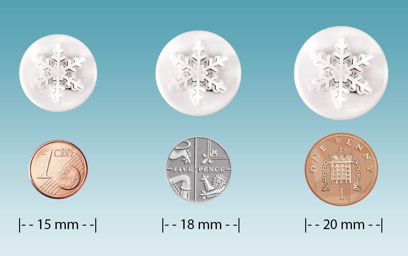 Pme Mini Set Of 3 Snowflake Plunger Cutter, Standard, White