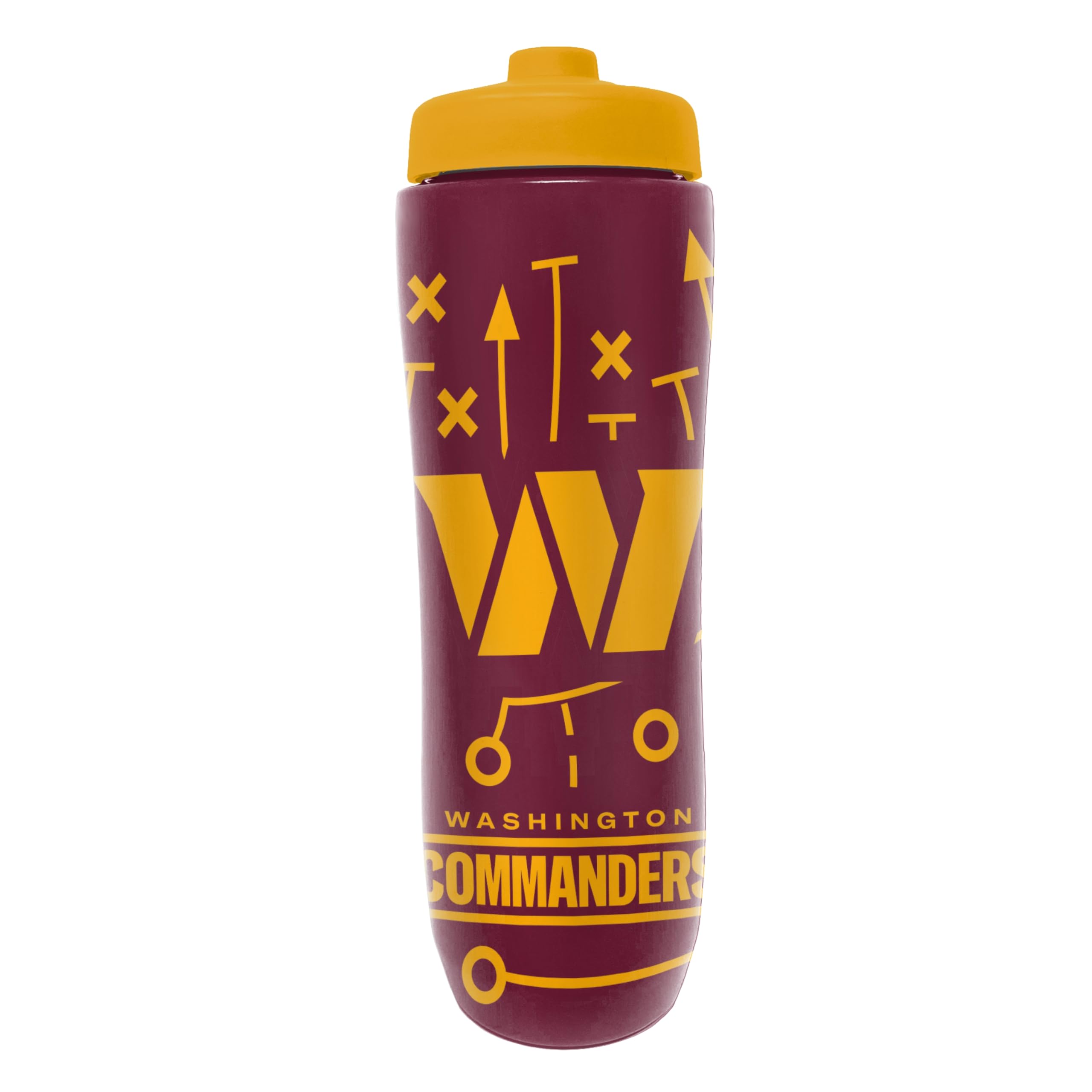 Party Animal NFL Football Squeeze Bottle, 32 oz BPA-Free Sports Water Bottle with Quick Flow for Kids & Adults, Washington Comma