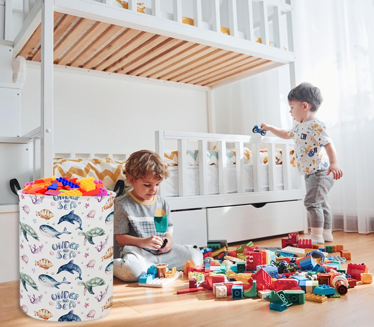 Ddbasket Kids Laundry Basket Sea Hamper For Nursery Boy And Girl Ocean Hamper Cute Kids Toys Storage Bin Organizer Room Decor Fo
