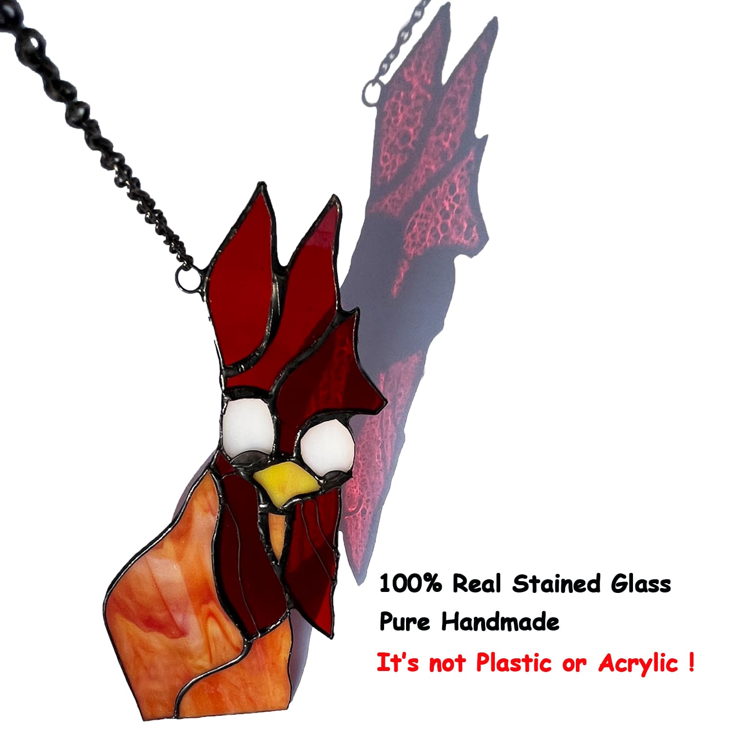 Peeping Rooster Stained Glass Window Hanging, Chicken Gifts for Women Mom Grandma Wife, Chicken Kitchen Decor, Funny Window Corn