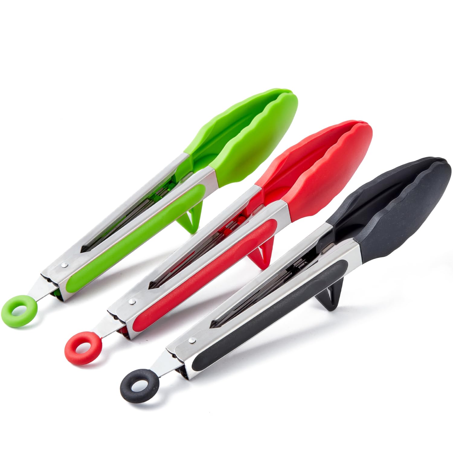 9 Kitchen Tongs For Cooking With Silicone Tips, Serving Tong For Salad Bbq