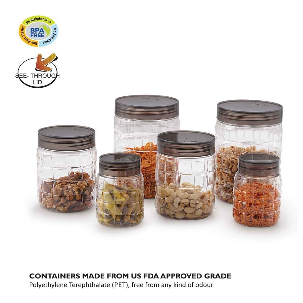 Cello Checkers Plastic Pet Canister Set, 18 Pieces, Clear