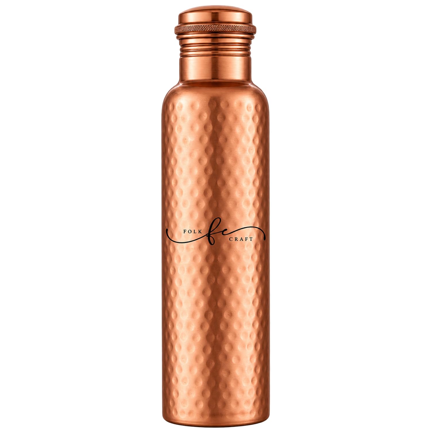 FOLK CRAFT Pure Copper Water Bottle  Hammered  32 oz Large  Handmade 100% Copper Bottle for Drinking Water, Ayurvedic Vessel 