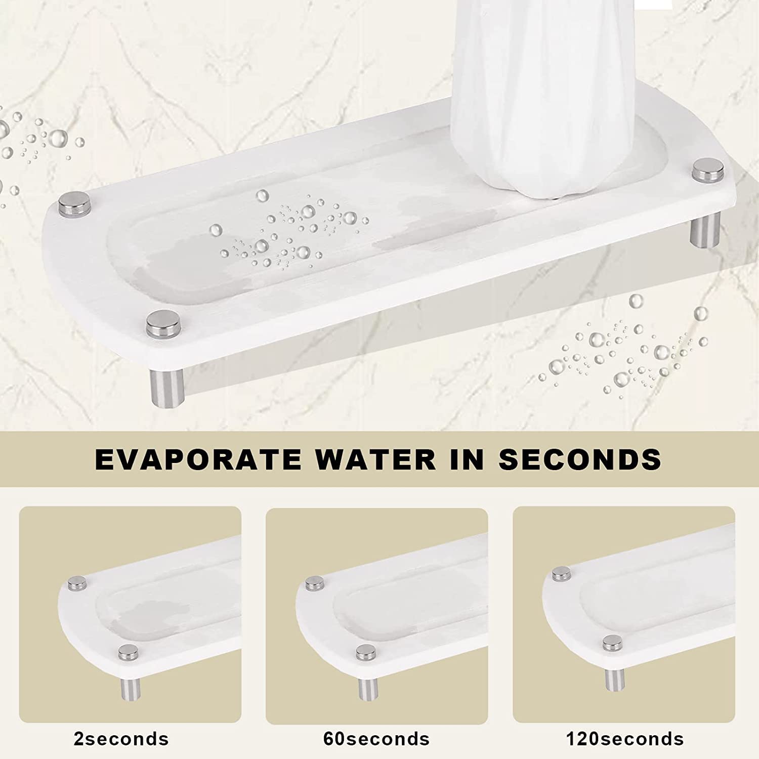 Instant Dry Sink Tray For Kitchens & Bathrooms - Quick Drying Water-Absorbing Stone Organizer - Soap Dish - Prevents Moisture Bu