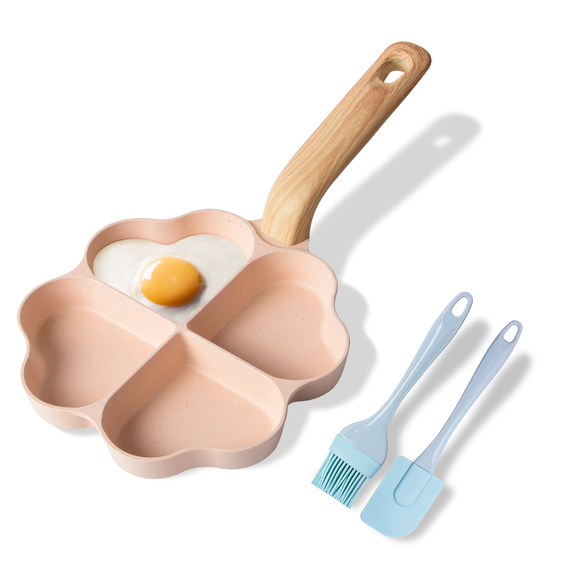 Caannasweis 4-Cup Nonstick Egg Frying Pan (Heart-Shaped-Pink)