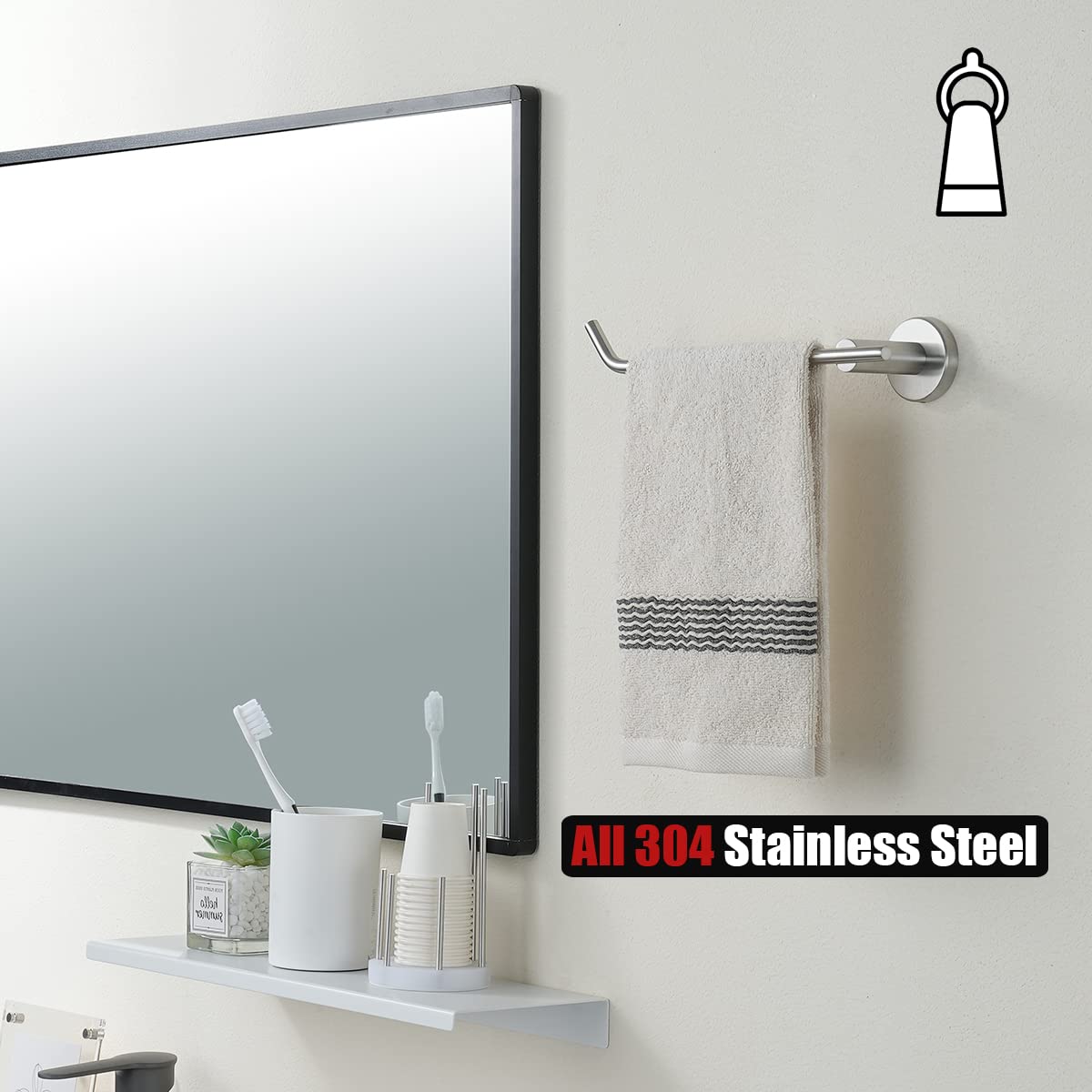Jqk Hand Towel Bar, Stainless Steel Towel Ring For Bathroom, 9 Inch Necklace Holder Brushed Finish Wall Mount Left Hand, Tr101-B