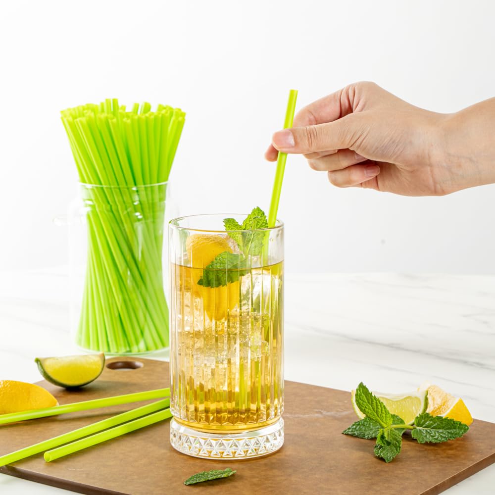 Restaurantware Basic Nature 8.3 Inch Disposable Straws 100 Sustainable Straws - Sturdy Won'T Alter Flavors Green Pla / Pbat Stra