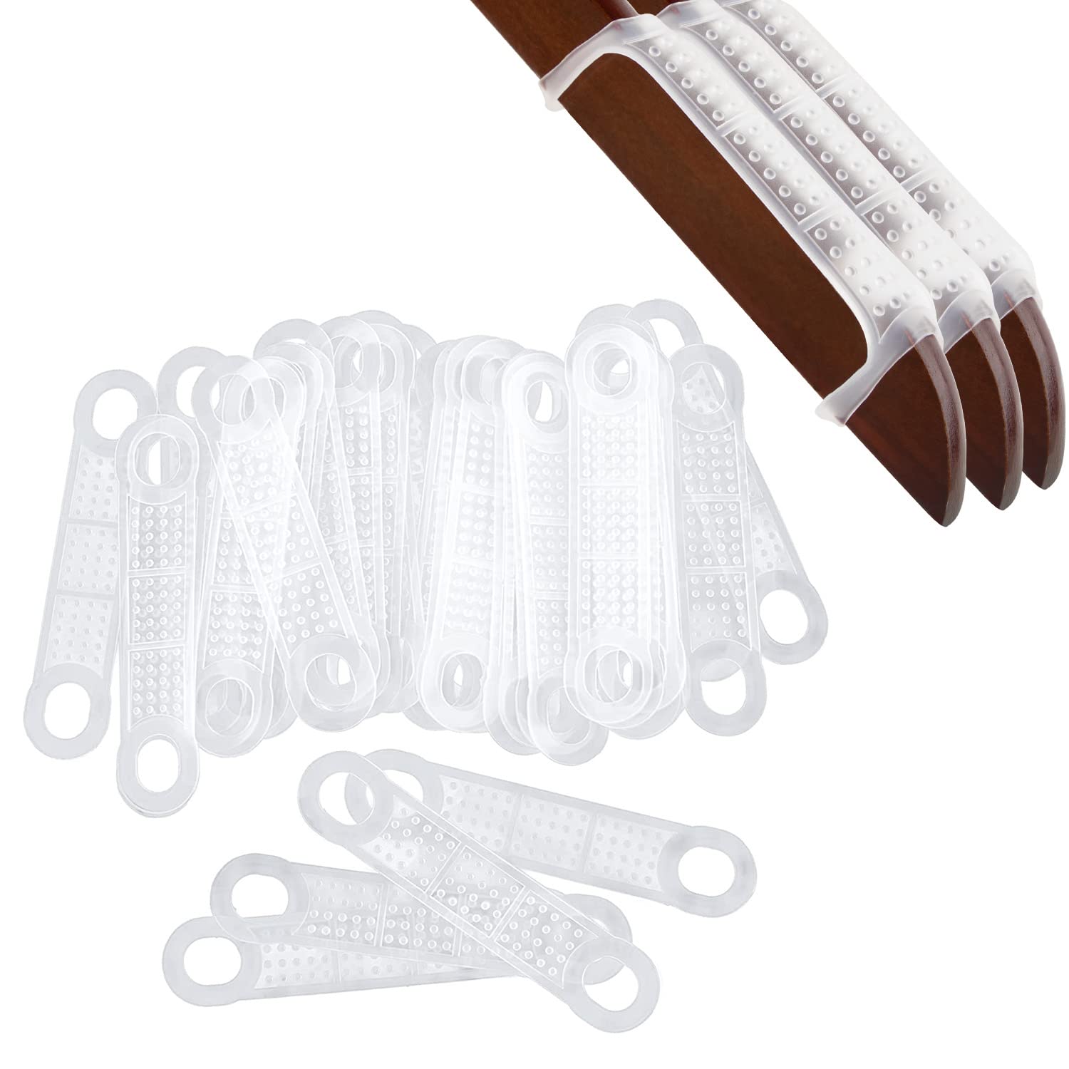 Framendino, 100 Pack Clear Non-Slip Rubber Clothes Hanger Grips Clothing Strips Hanging Accessories