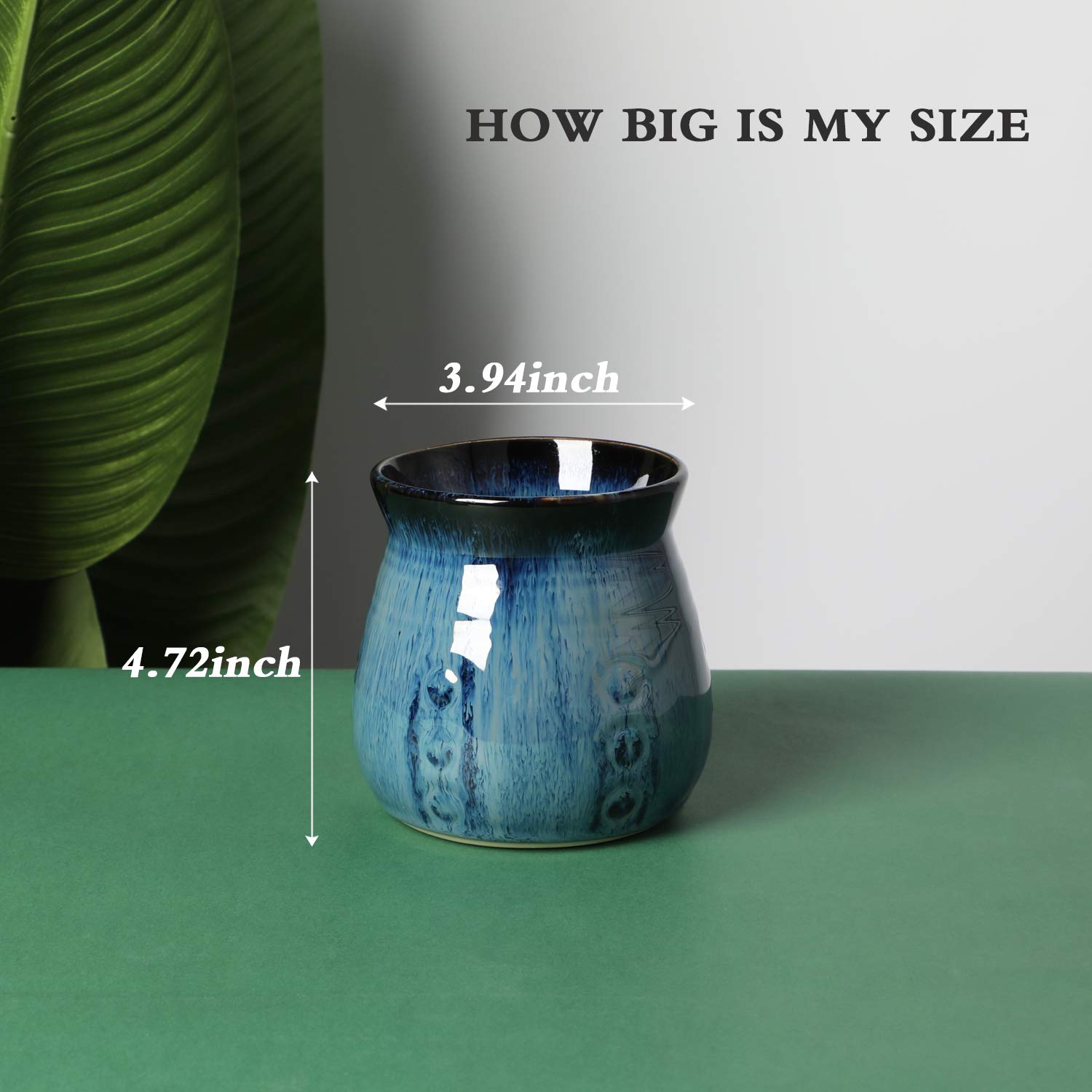Haotop Ceramic Utensil Holder,Porcelain Utensil Crock Easy To Clean - 30Oz (Gradient Blue)