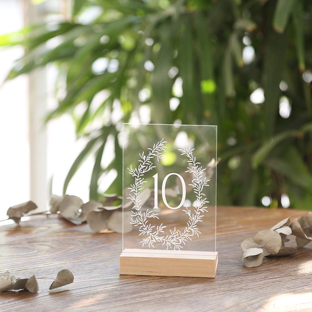Uniqooo 5 Pack 4 '' Wood Stands For Wedding Acrylic Sign, Wood Table Number Holders For 1/8 Thick Acrylic Sheets | Wedding Displ