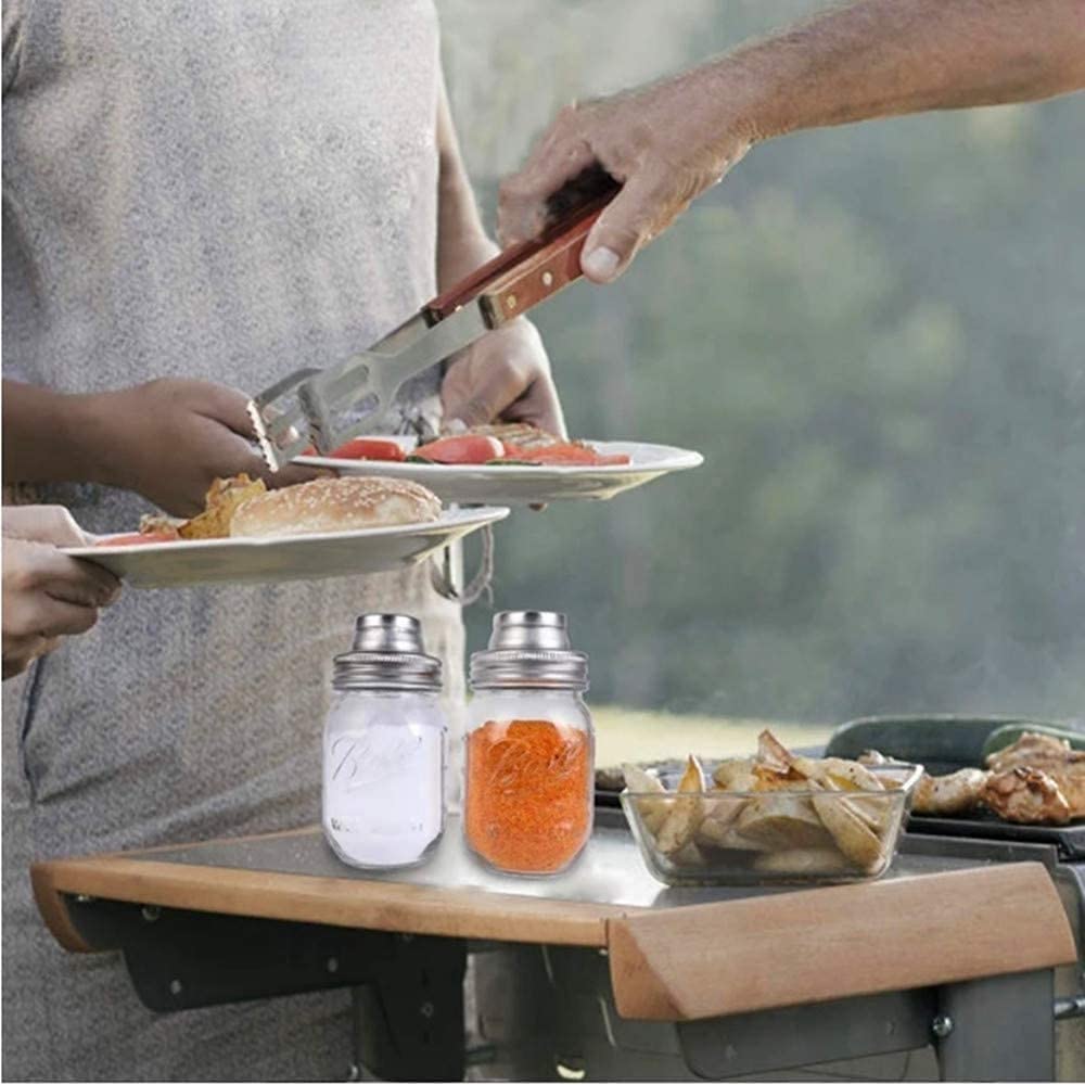 2 Pack Mason Jar Shaker Lids 304 Stainless Steel With Silicone Seals For Dredge Flour,Mix Spices,Sugar, Salt, Peppers And Any Re
