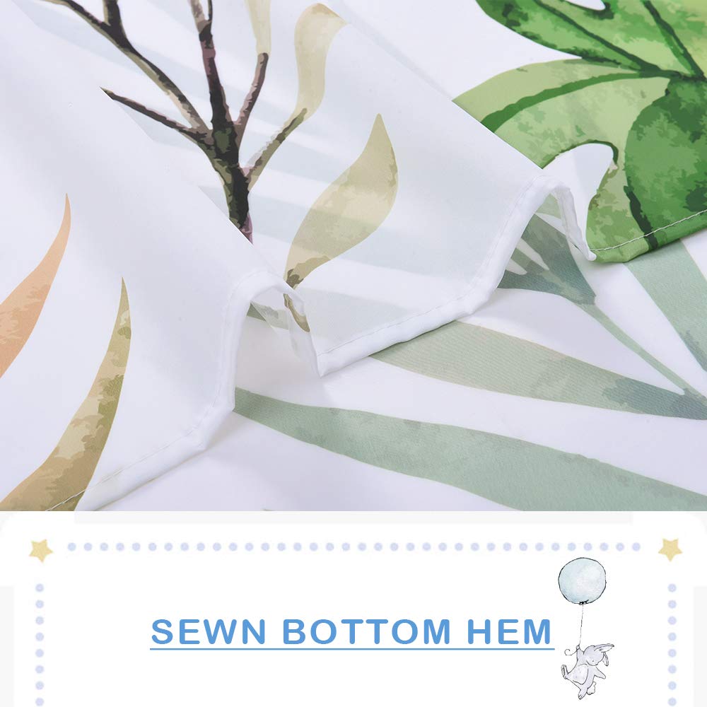 KGORGE Waterproof Shower Curtain for Bathroom  Tropical Palm Leaf Pattern on White Background  Botanical Curtain Accessory Decor Set for Laundry Room Poolside  72 x 72 inch with Hooks